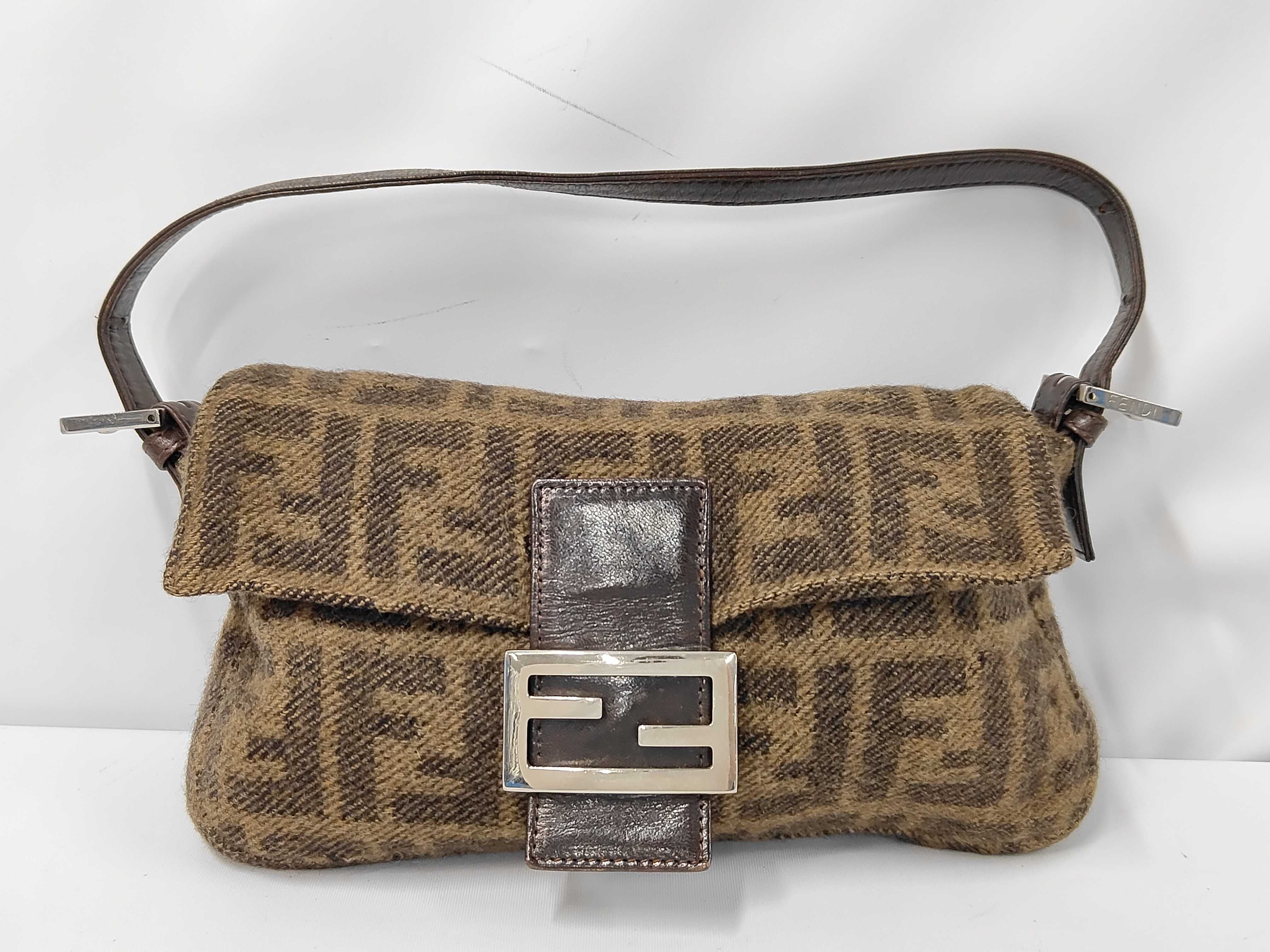 Zucca Shoulder Bag, Wool x Leather, Brown Shoulder Bag