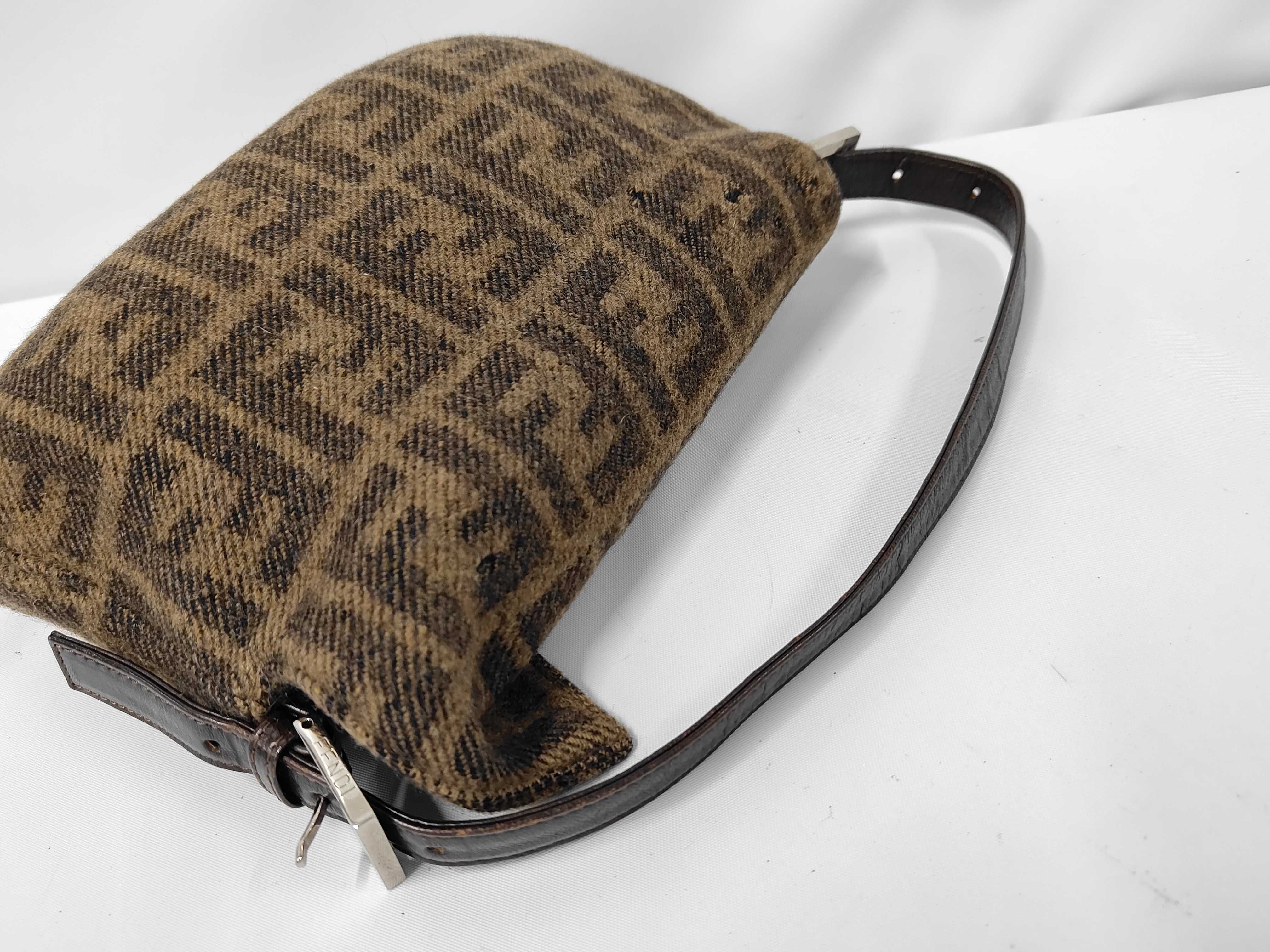 Zucca Shoulder Bag, Wool x Leather, Brown Shoulder Bag — view 5