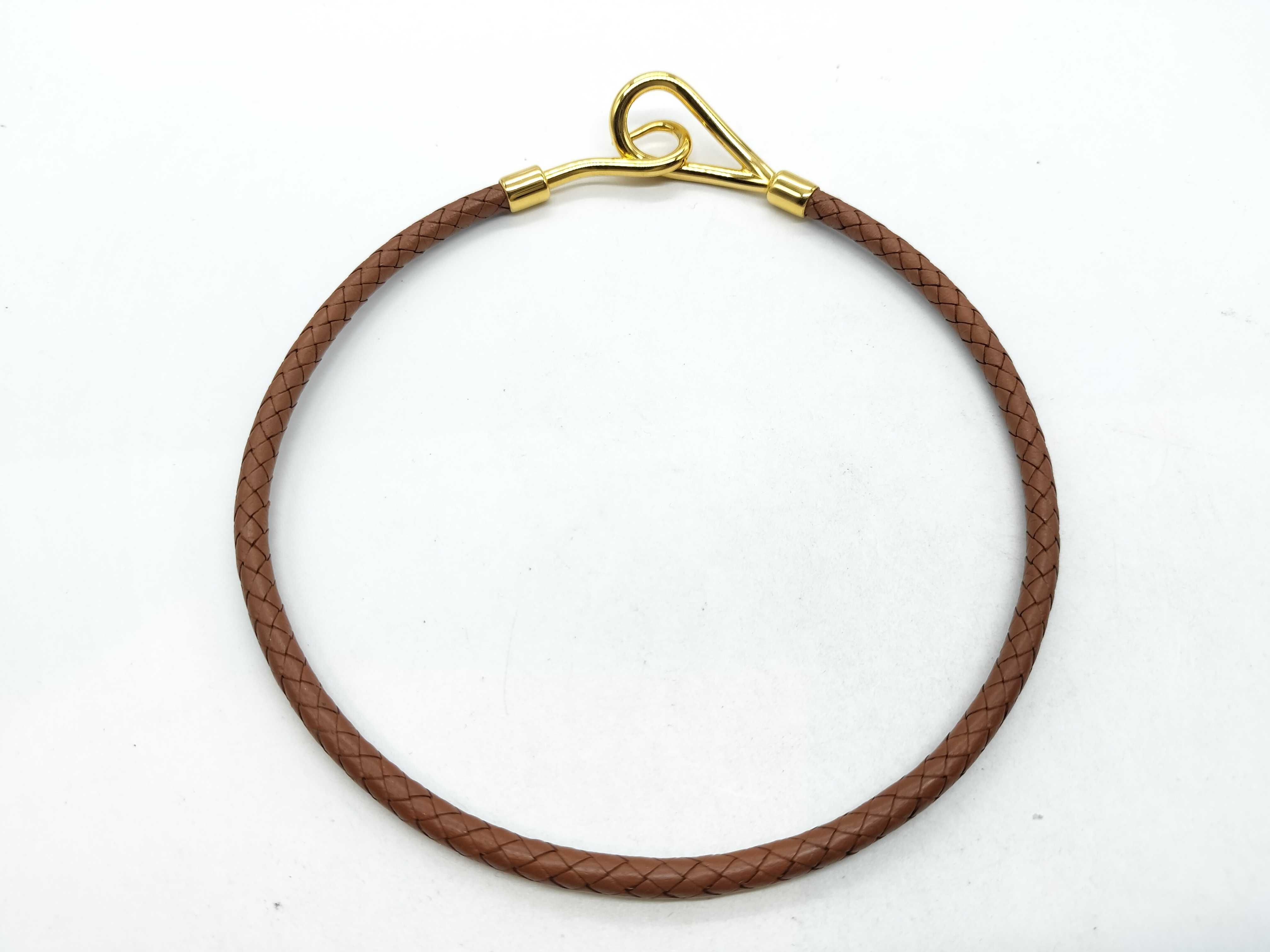 Jumbo Leather GD Choker Brown Necklace