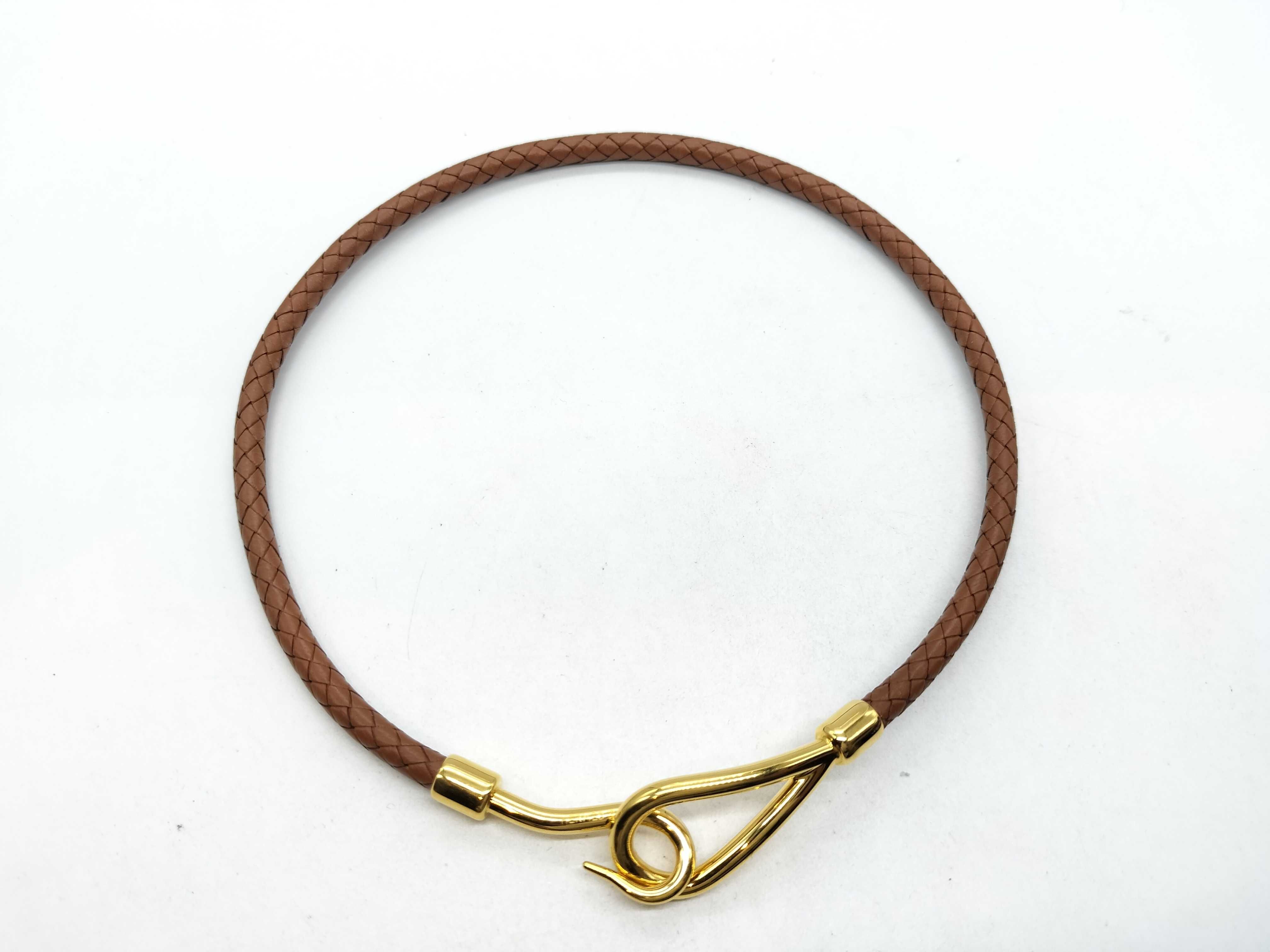 Jumbo Leather GD Choker Brown Necklace — view 2