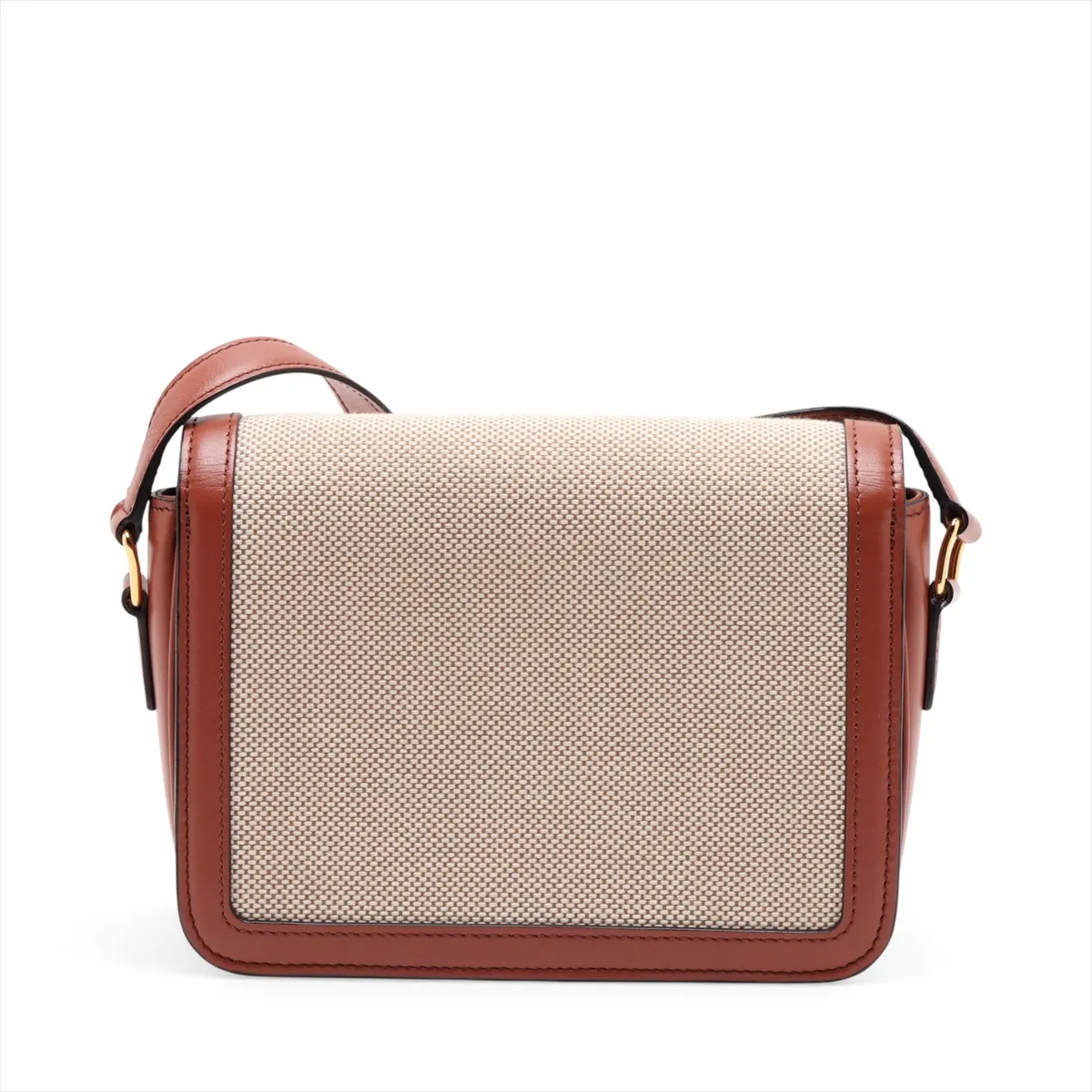Triomphe Teen Canvas x Leather Shoulder Bag, Beige x Brown — view 2
