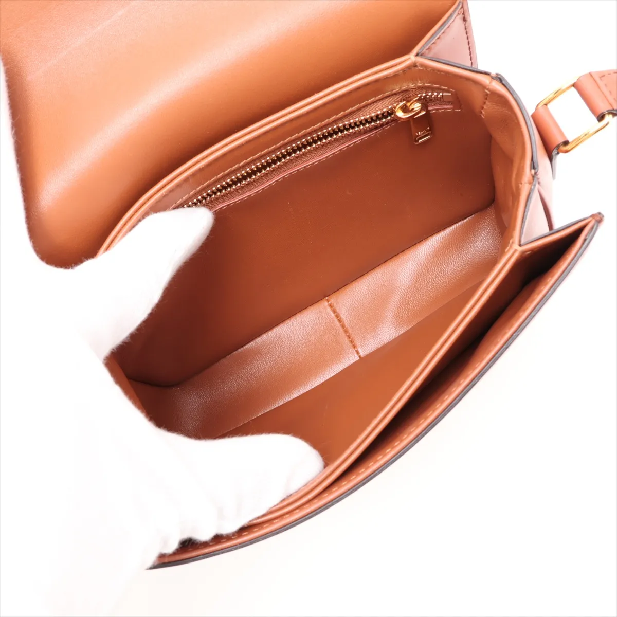 Triomphe Teen Canvas x Leather Shoulder Bag, Beige x Brown — view 7