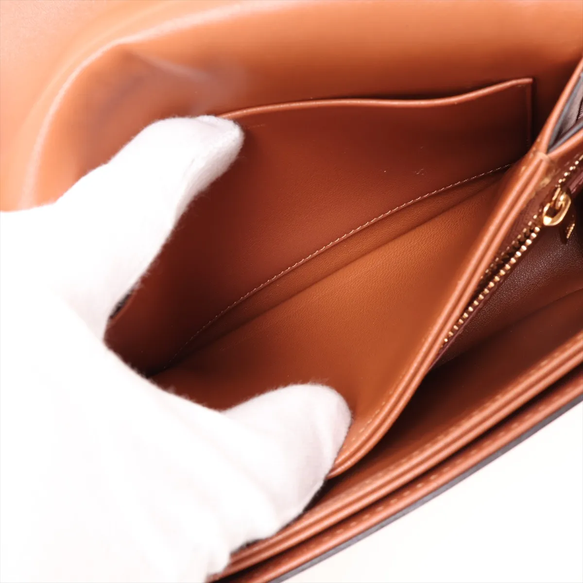 Triomphe Teen Canvas x Leather Shoulder Bag, Beige x Brown — view 9