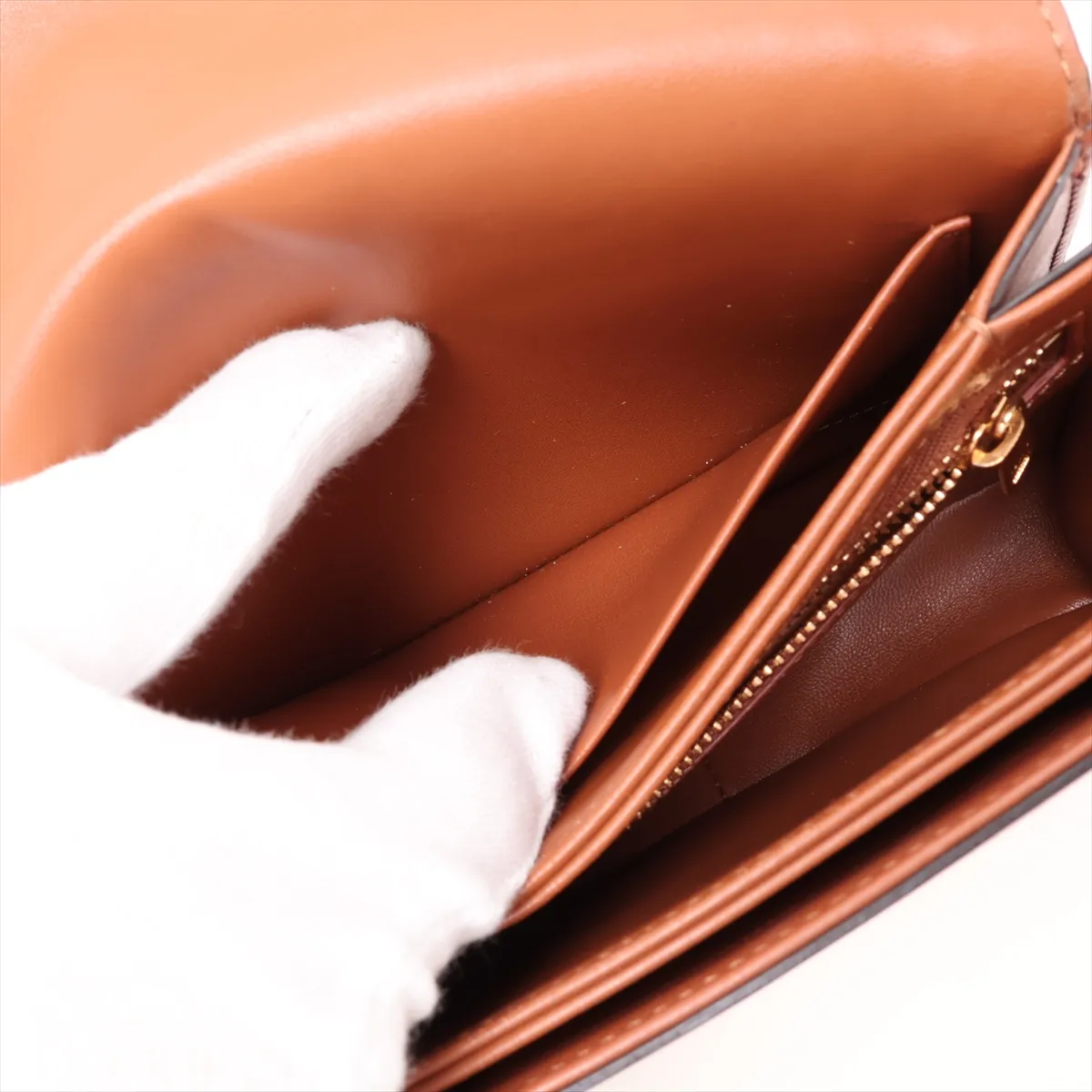 Triomphe Teen Canvas x Leather Shoulder Bag, Beige x Brown — view 10