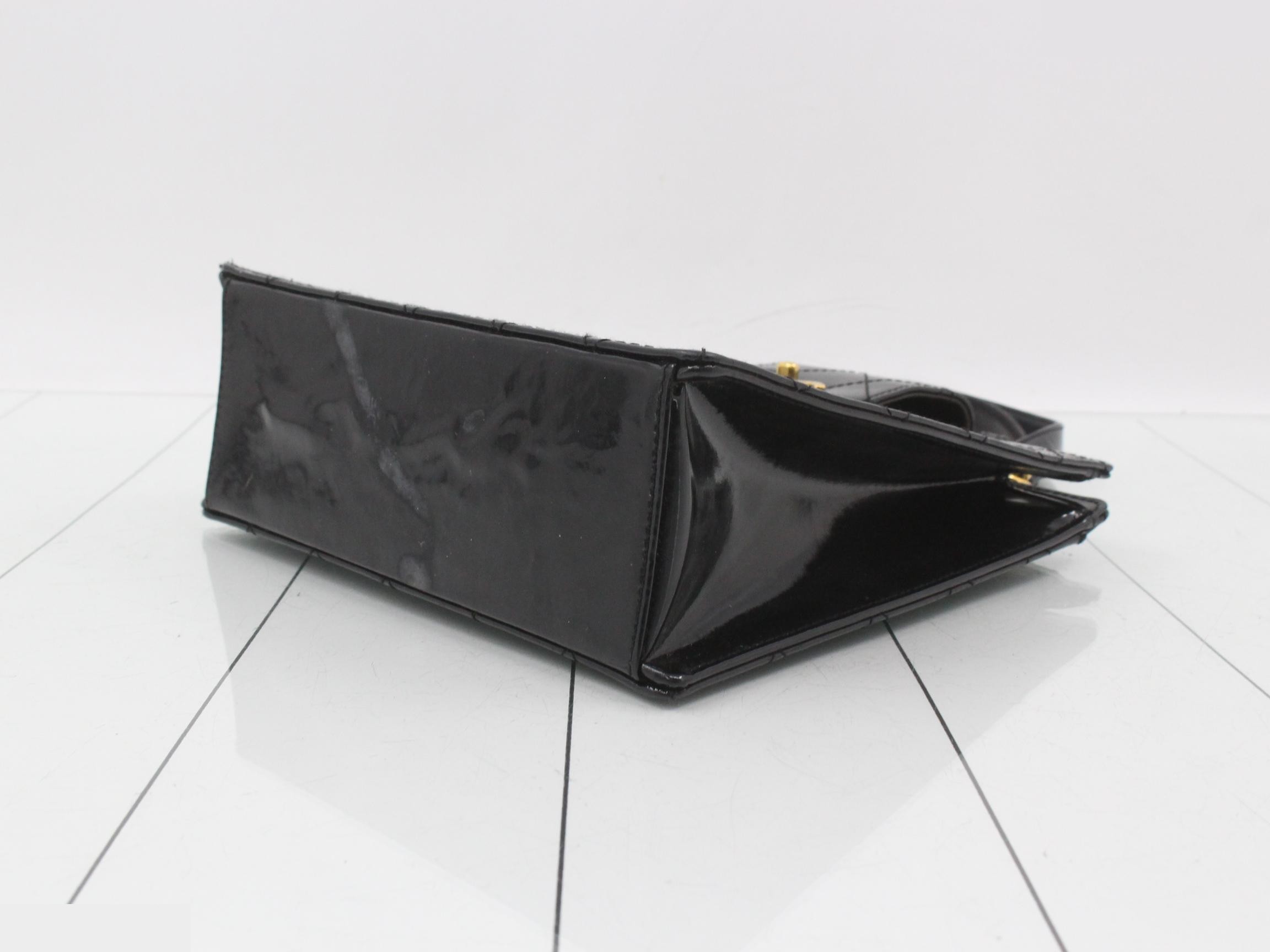 Matelassé patent leather handbag — view 6
