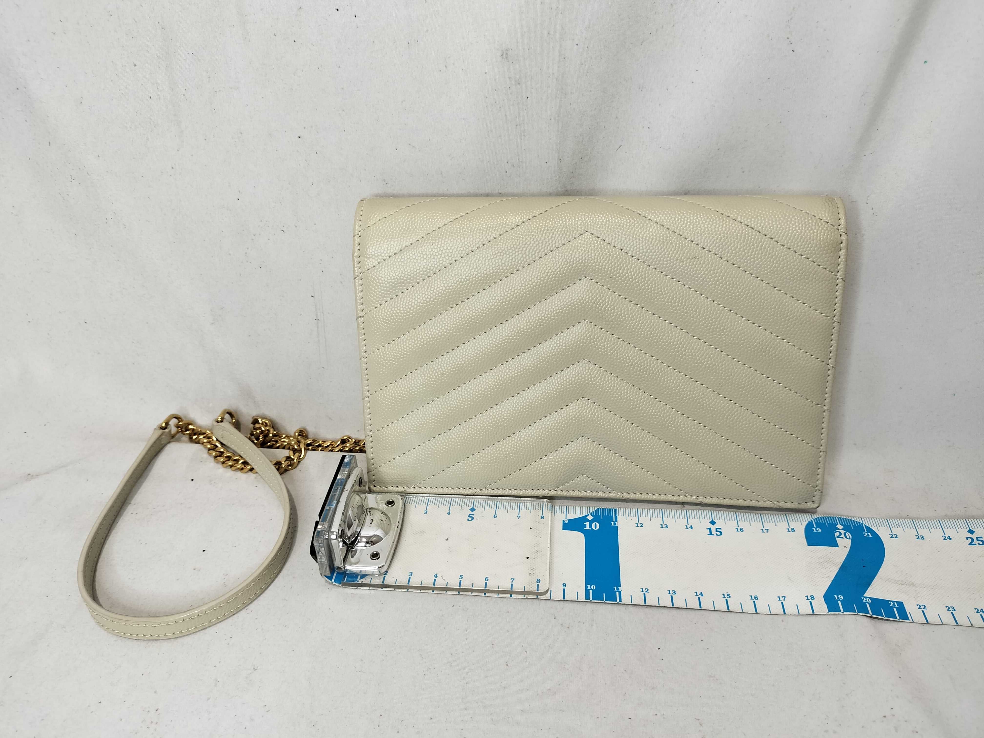 VN-Saint Laurent Paris Cassandra Leather Chain Wallet Beige 742920 Shoulder Bag — view 2