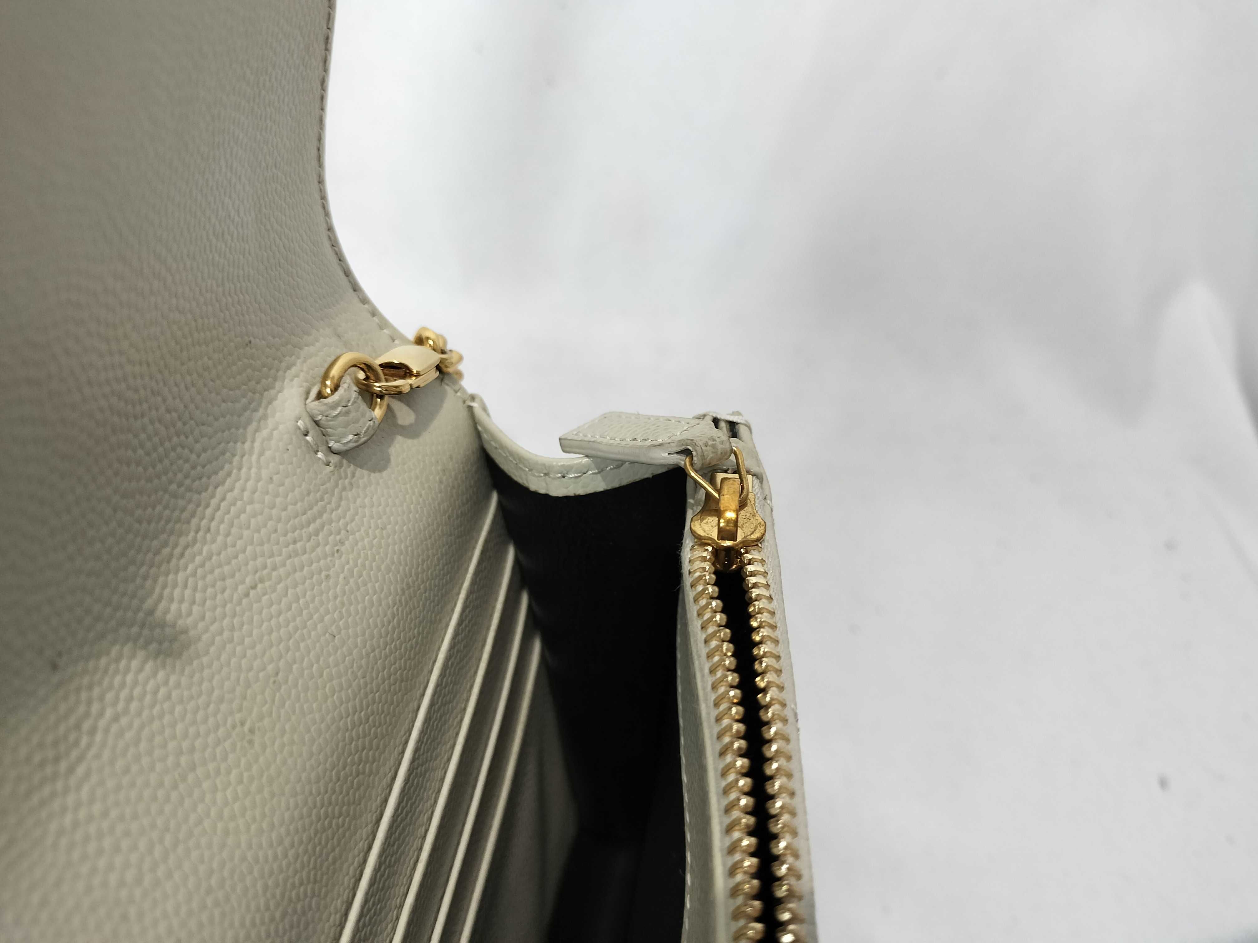 VN-Saint Laurent Paris Cassandra Leather Chain Wallet Beige 742920 Shoulder Bag — view 11