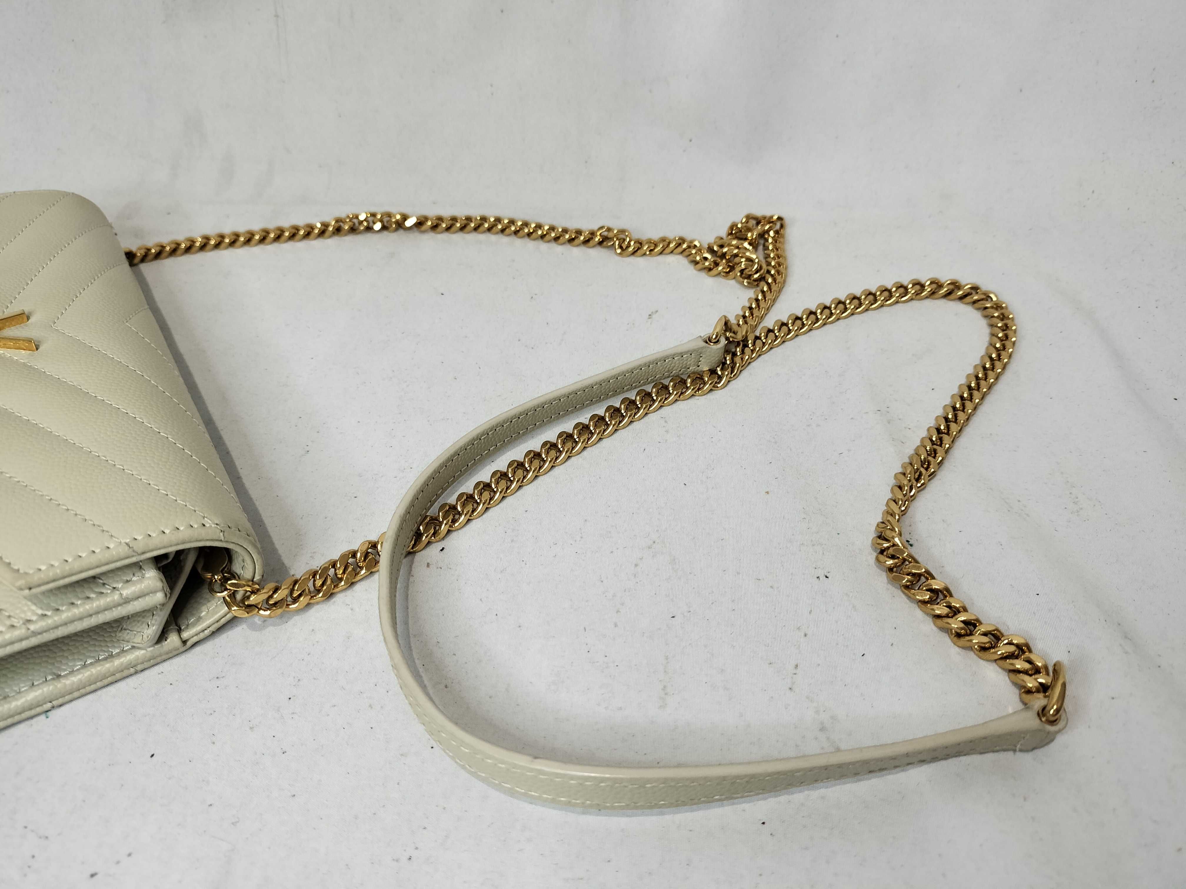 VN-Saint Laurent Paris Cassandra Leather Chain Wallet Beige 742920 Shoulder Bag — view 3