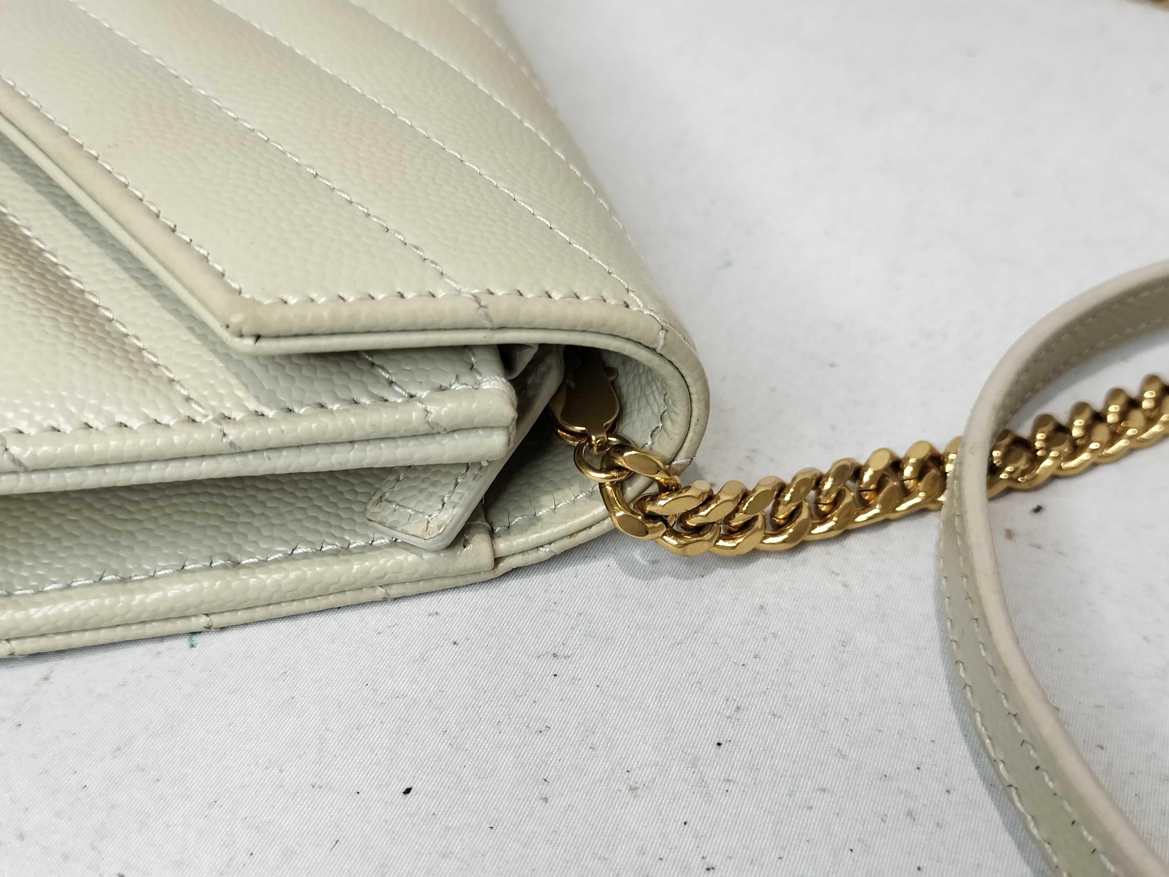 VN-Saint Laurent Paris Cassandra Leather Chain Wallet Beige 742920 Shoulder Bag — view 5