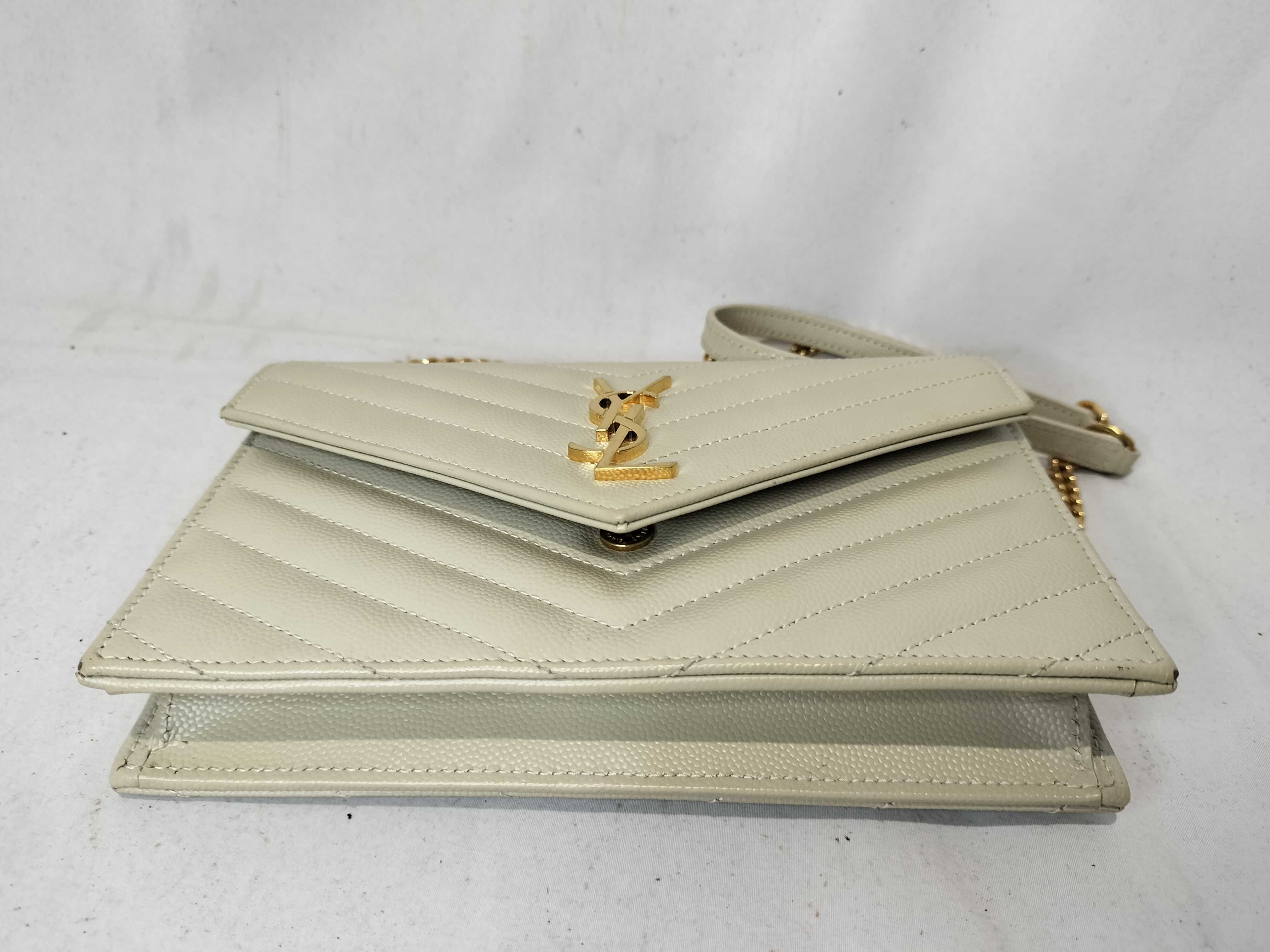 VN-Saint Laurent Paris Cassandra Leather Chain Wallet Beige 742920 Shoulder Bag — view 7