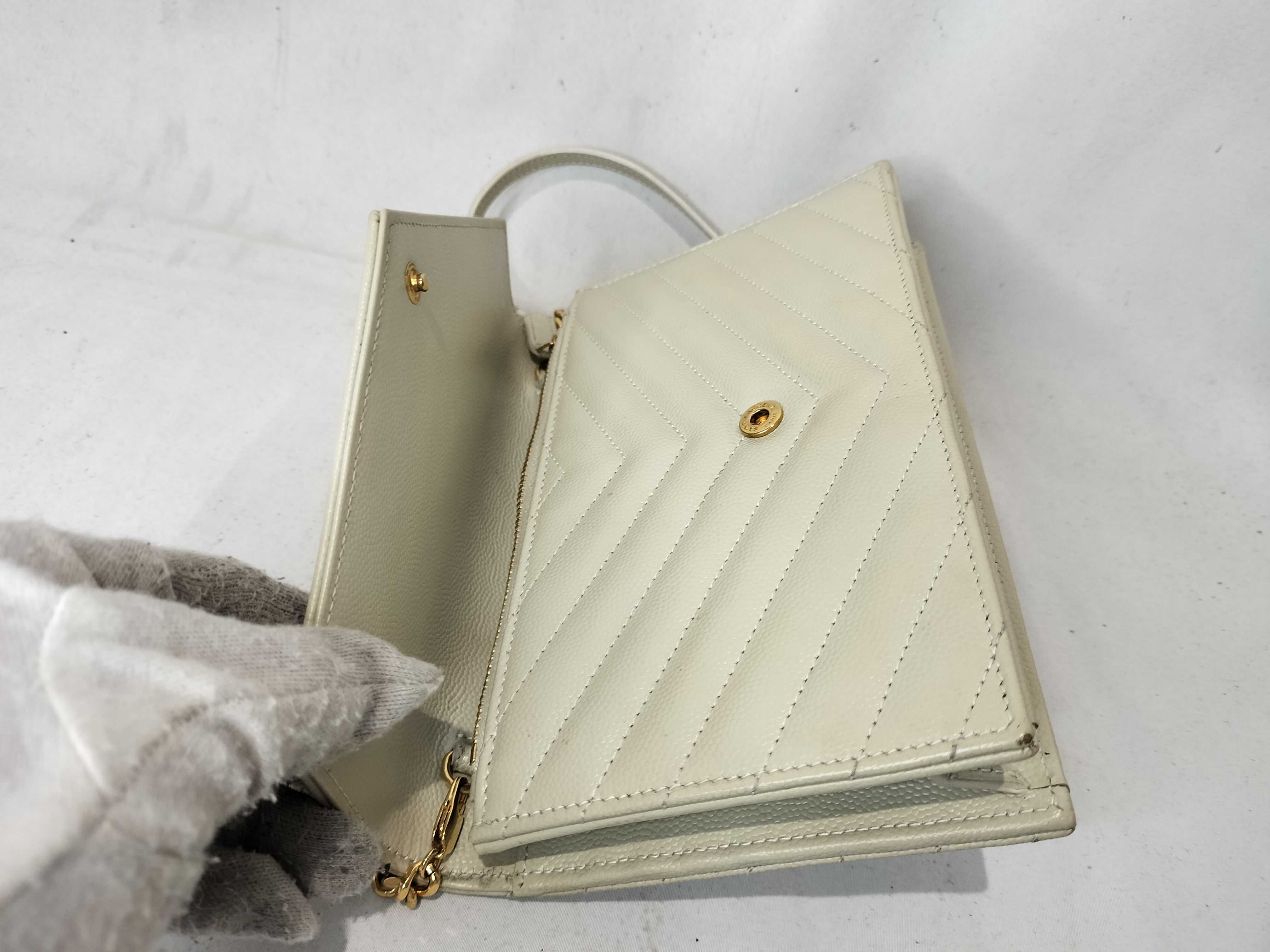 VN-Saint Laurent Paris Cassandra Leather Chain Wallet Beige 742920 Shoulder Bag — view 8