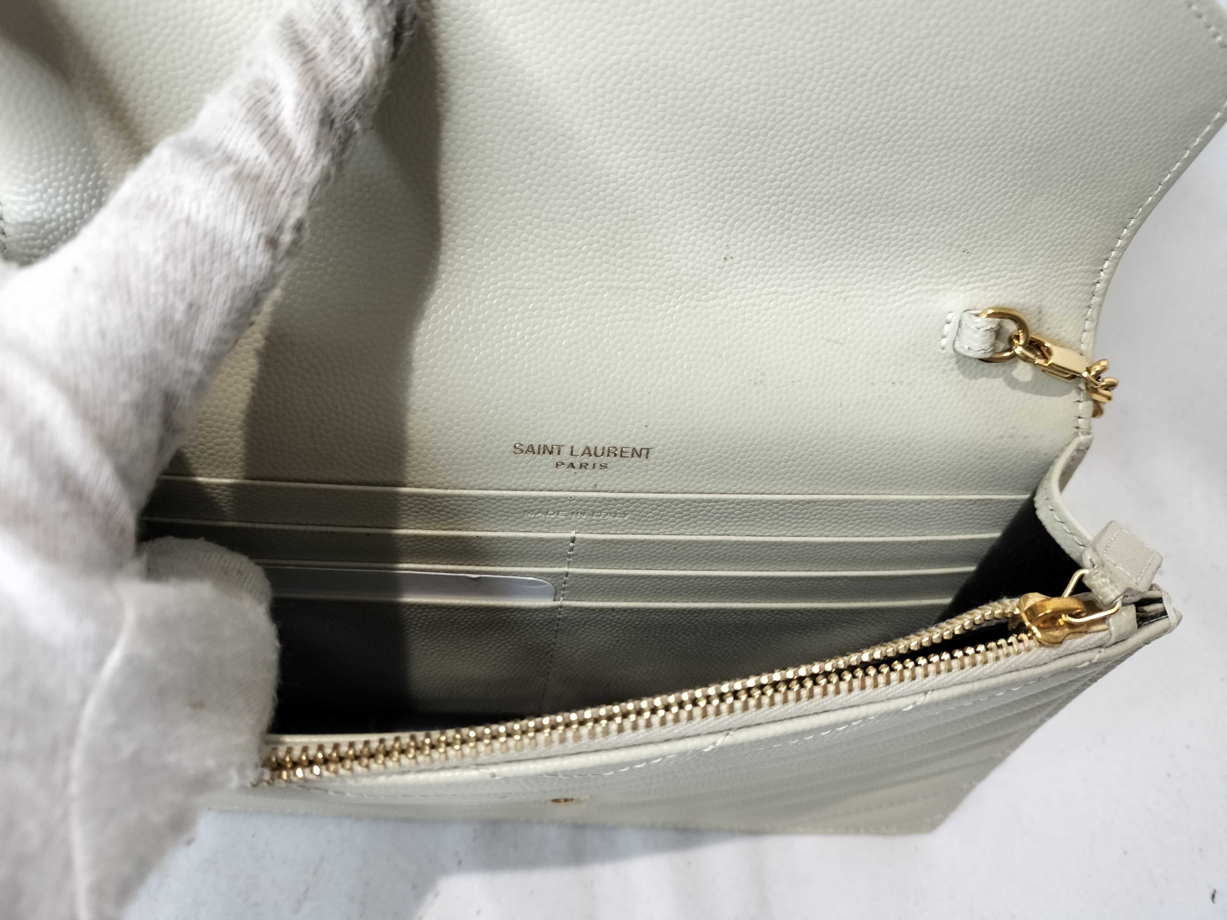 VN-Saint Laurent Paris Cassandra Leather Chain Wallet Beige 742920 Shoulder Bag — view 9