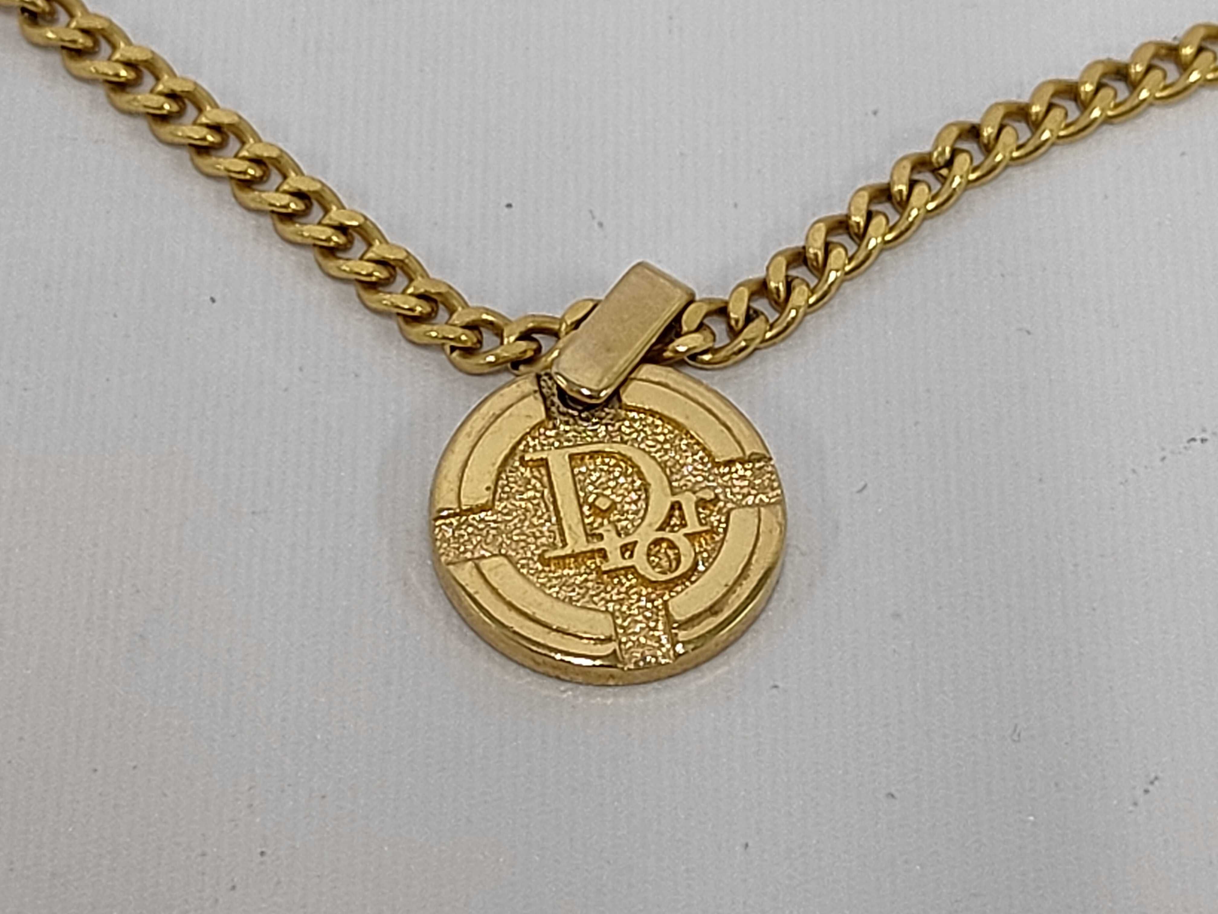 CD Logo Round Coin Pendant Necklace
