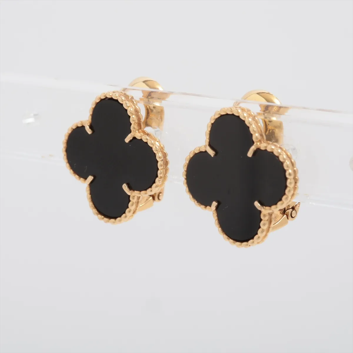 Magic Alhambra Onyx Earrings, 18K (YG), 9.9g, 3K703.66. Features: loose clasp, — view 3