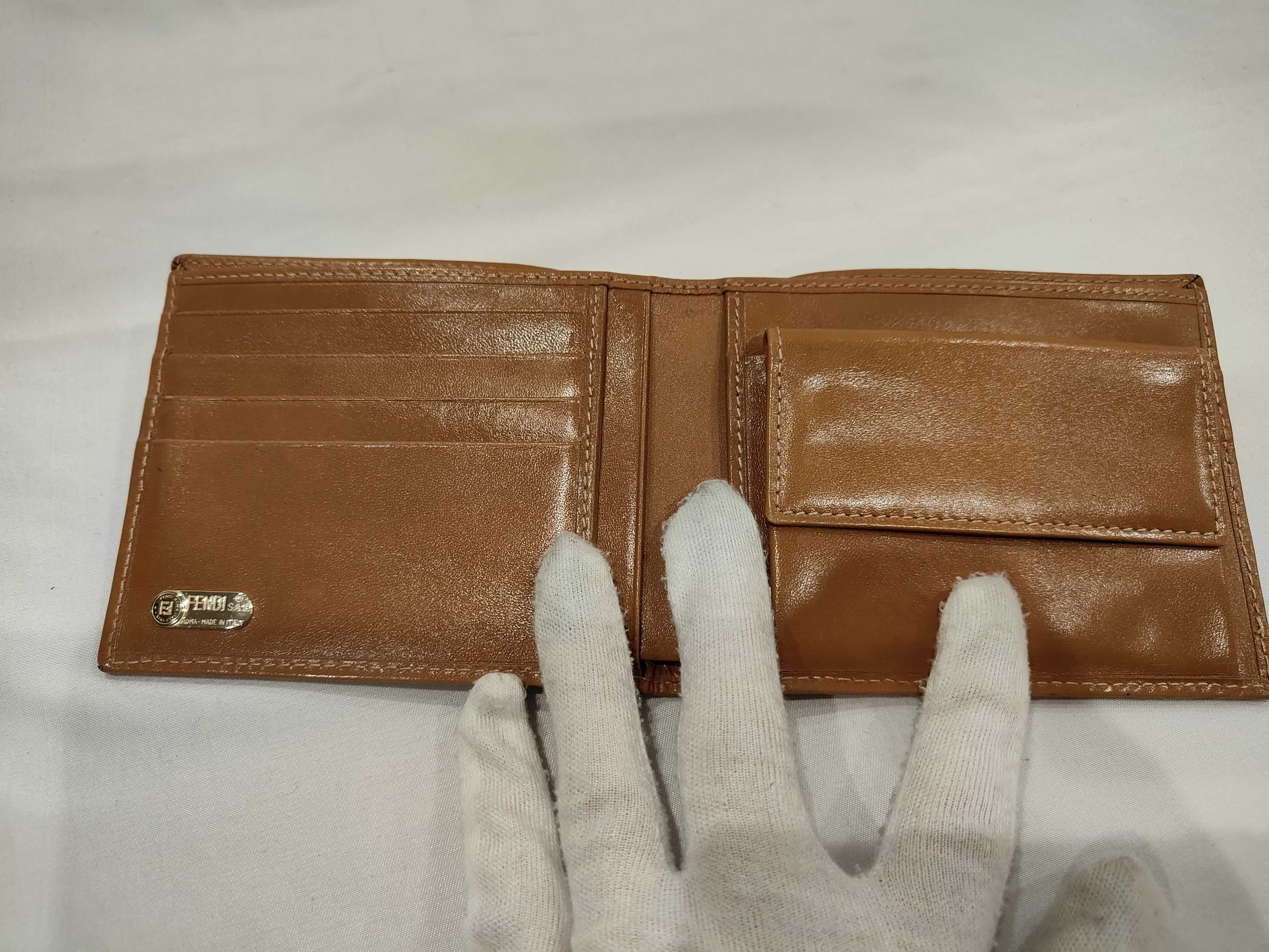 Pecan pattern bi-fold wallet / canvas x leather / wear and tear considered — view 6