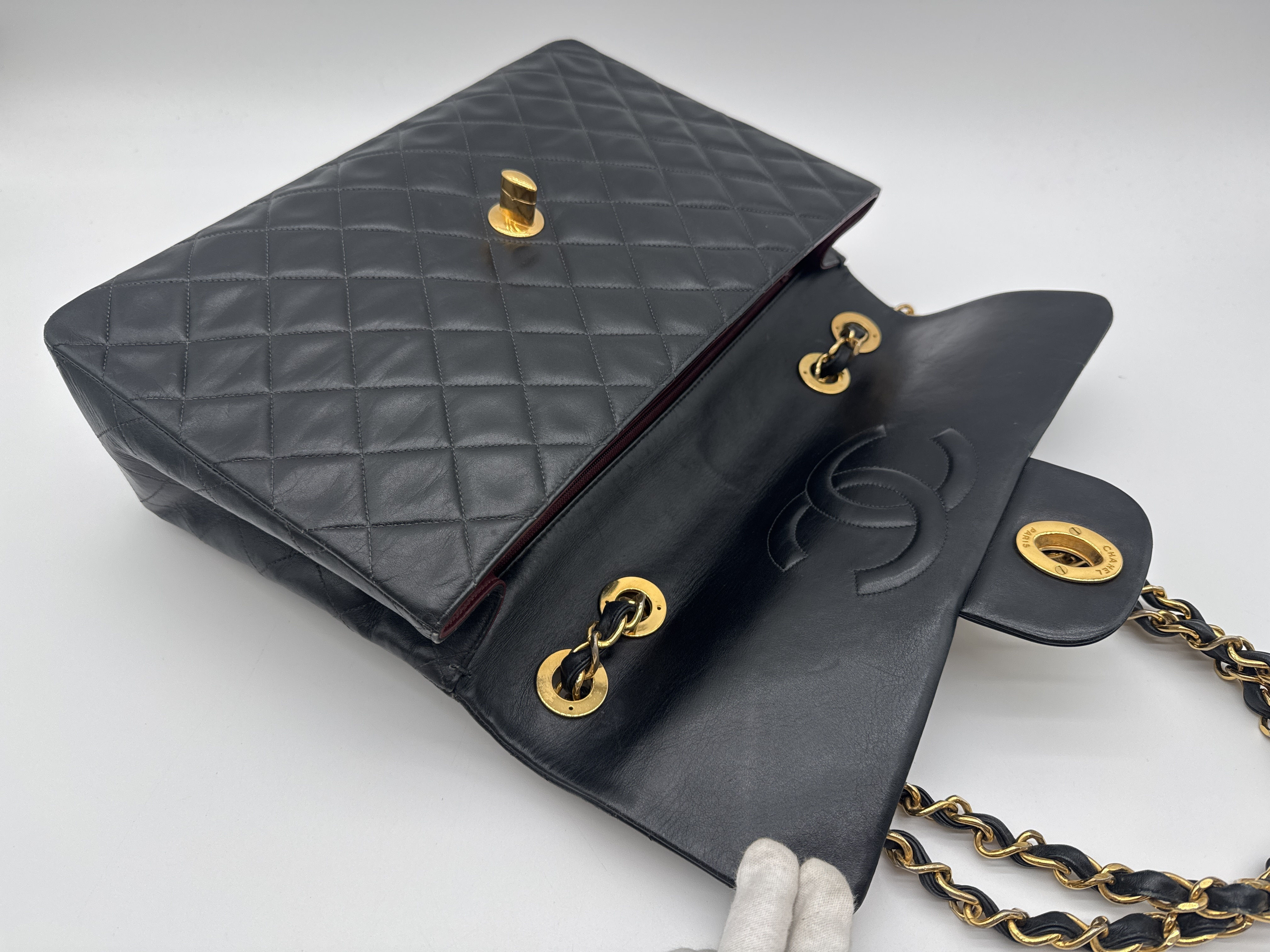 Large Matelassé Black Shoulder Bag — view 8
