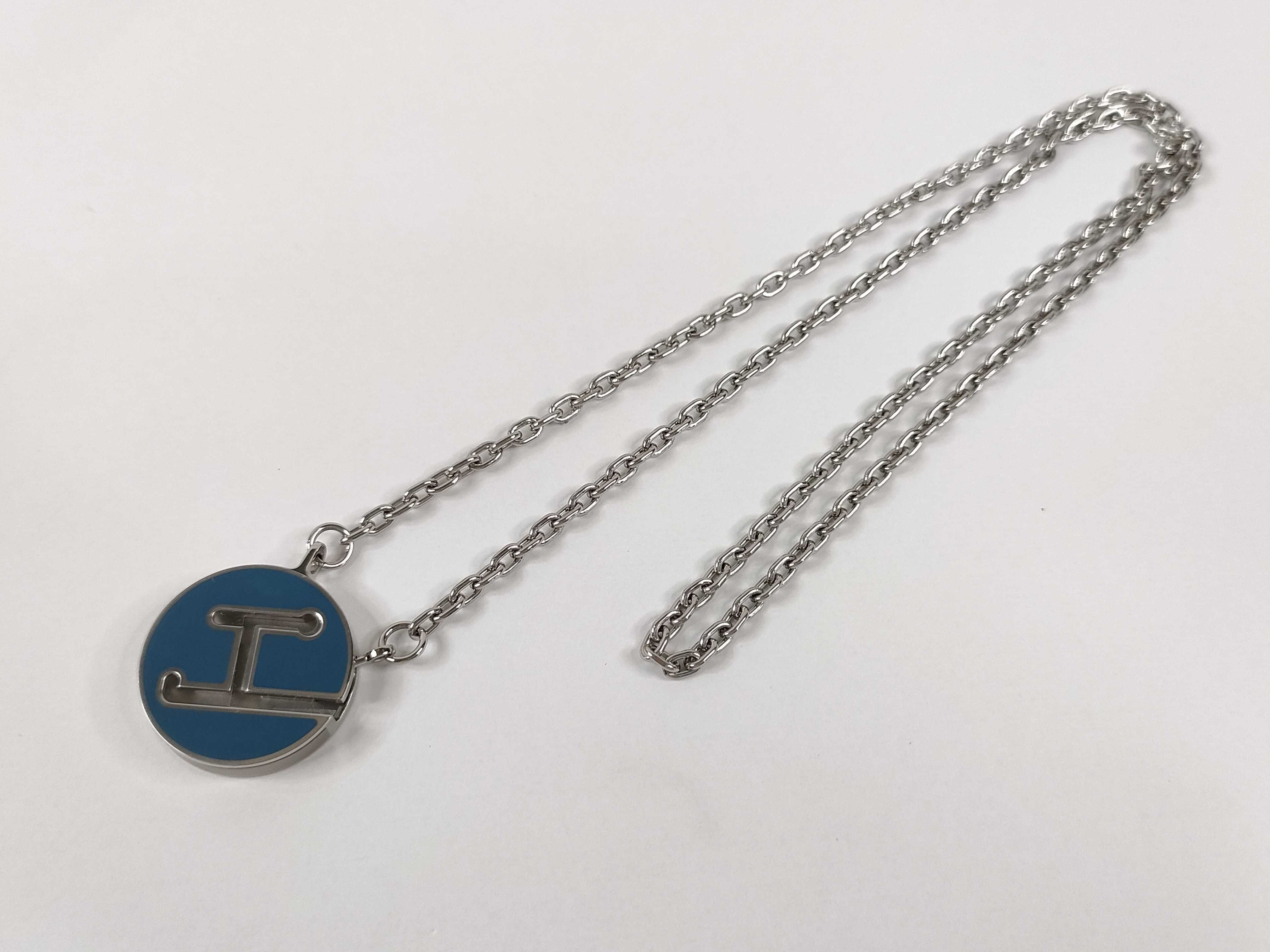 Labyrinth Necklace, Blue Tone Petite x Matte Silver Hardware, Hermes, Unused Necklace — view 8