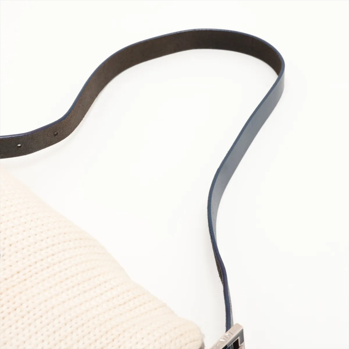 knit x leather shoulder bag, white x navy — view 5