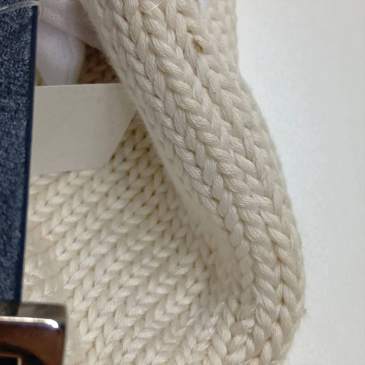 knit x leather shoulder bag, white x navy — view 9