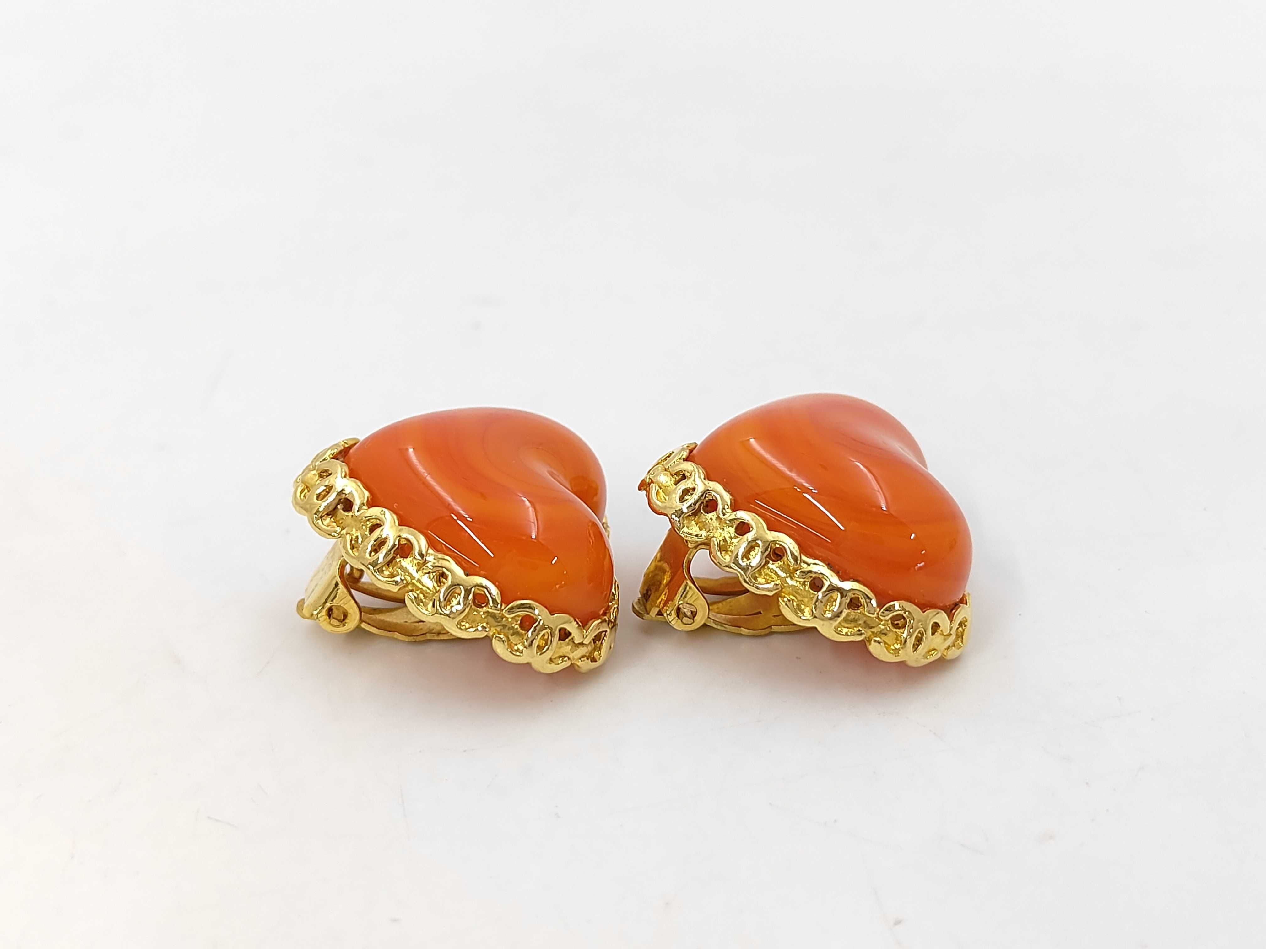 28-stamp Heart Coco Mark Gold Earrings — view 2