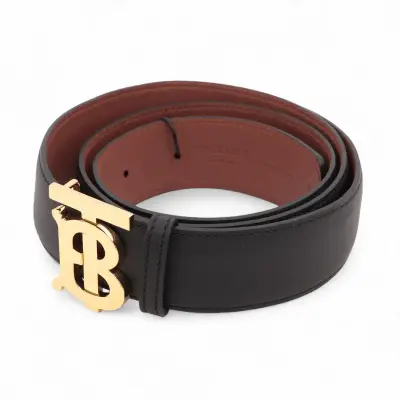 TB logo belt, leather, black,