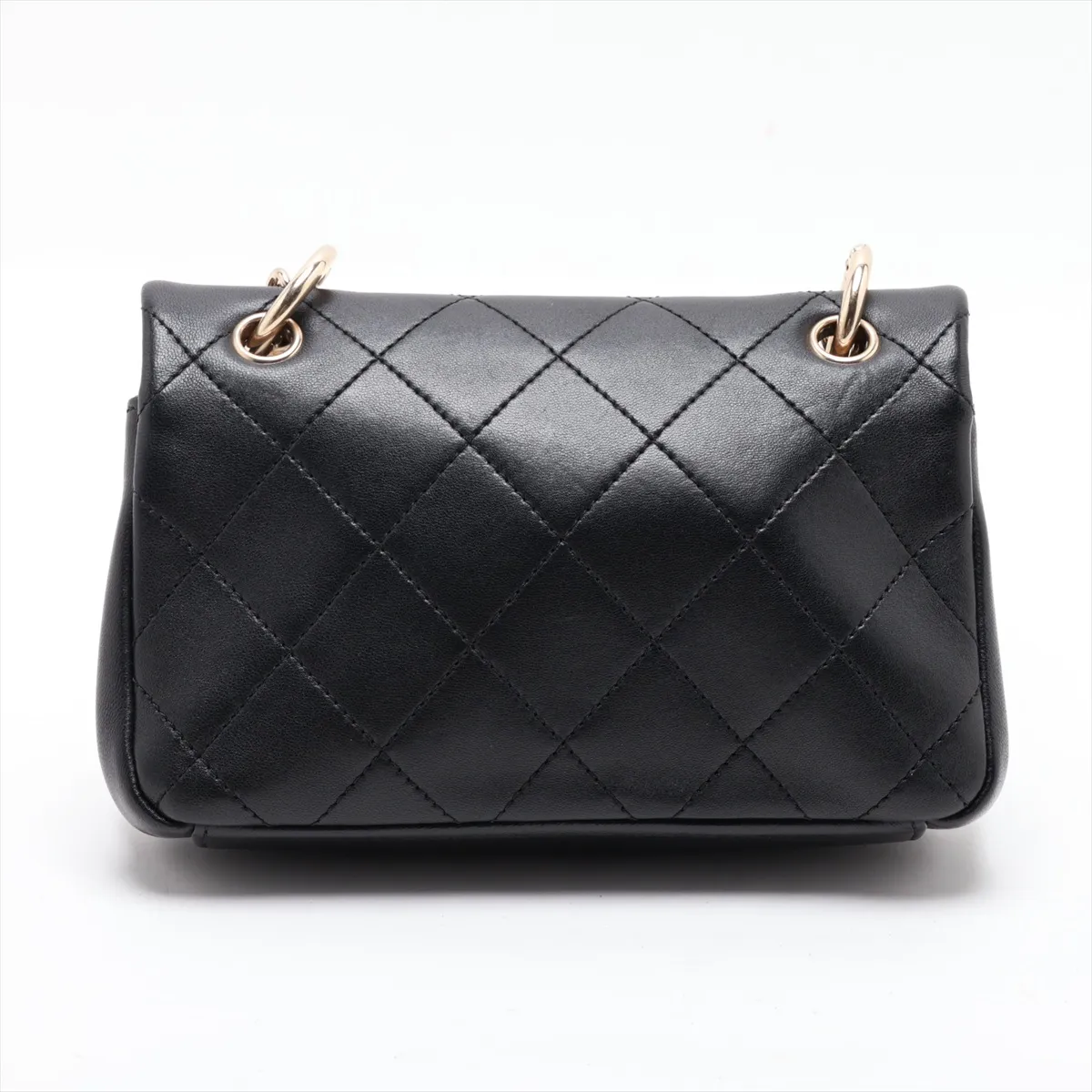 Matelassé Leather Single Flap Double Chain Bag, Black with Gold Hardware, 30781148 (Serial Number in the 30s) — view 2
