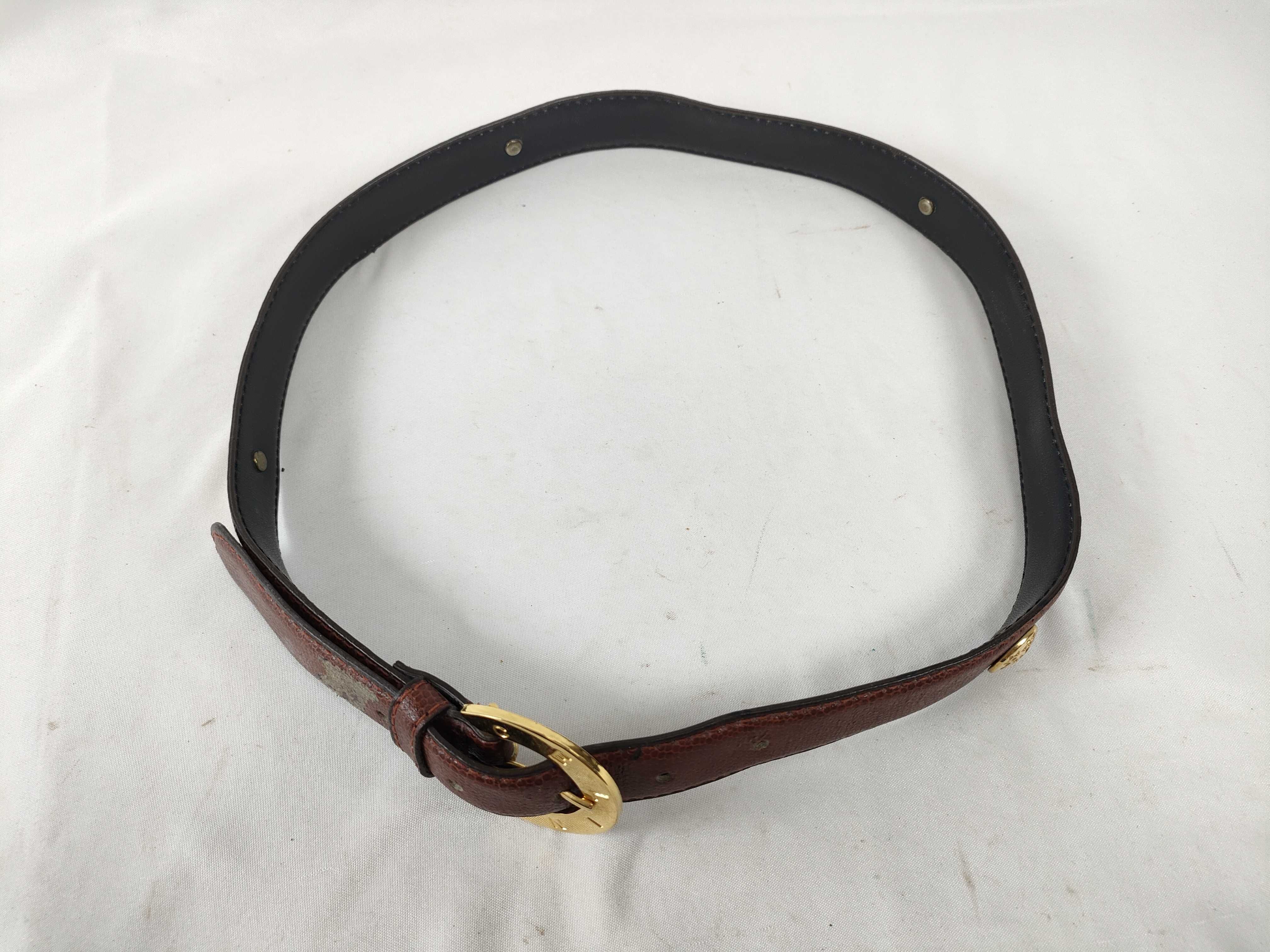 Belt, Circle Logo, Brown, Gold, Other Accessories — view 2