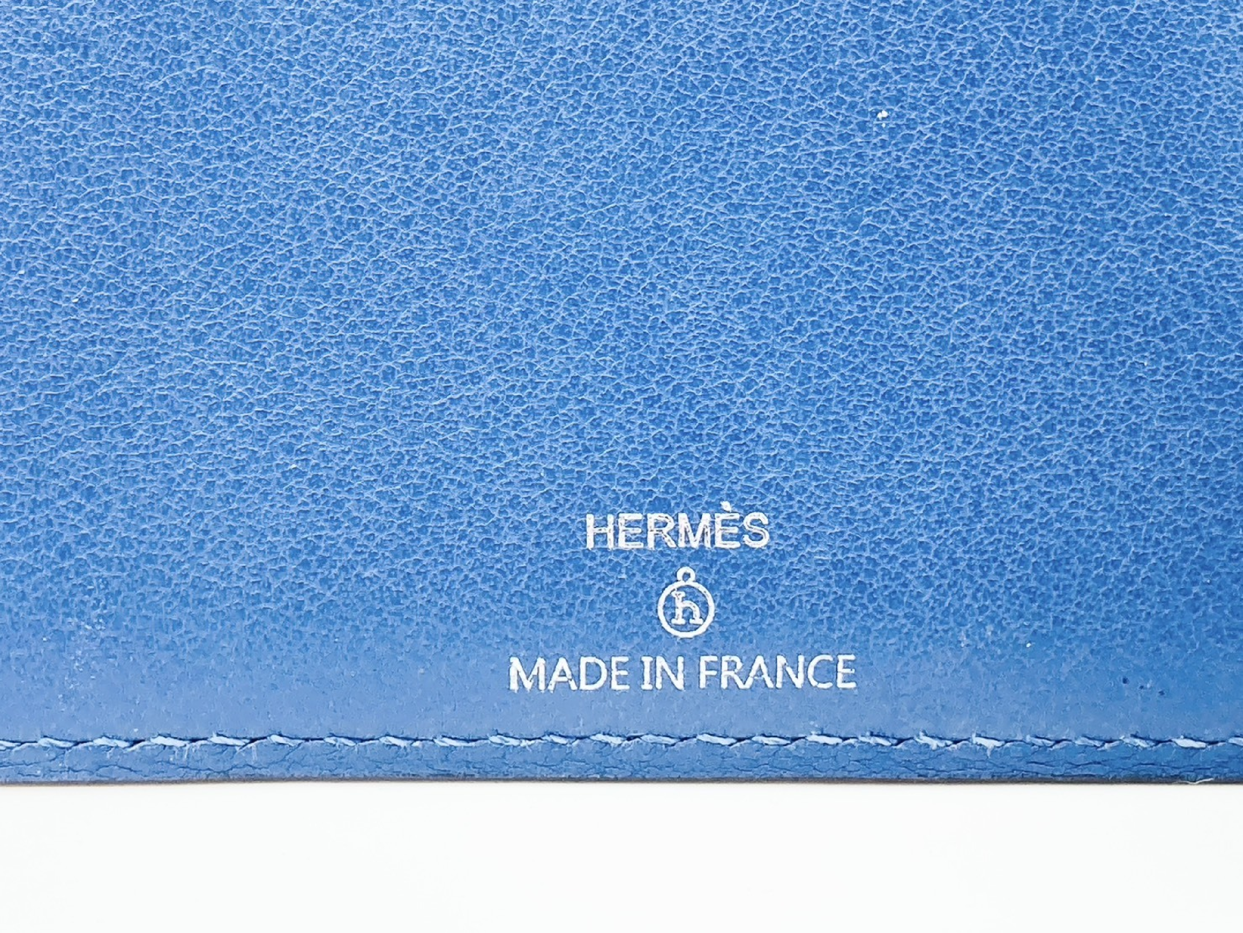 Petit H Card Case Flat Pouch Leather x Silk Orange x Blue Coin Case — view 3
