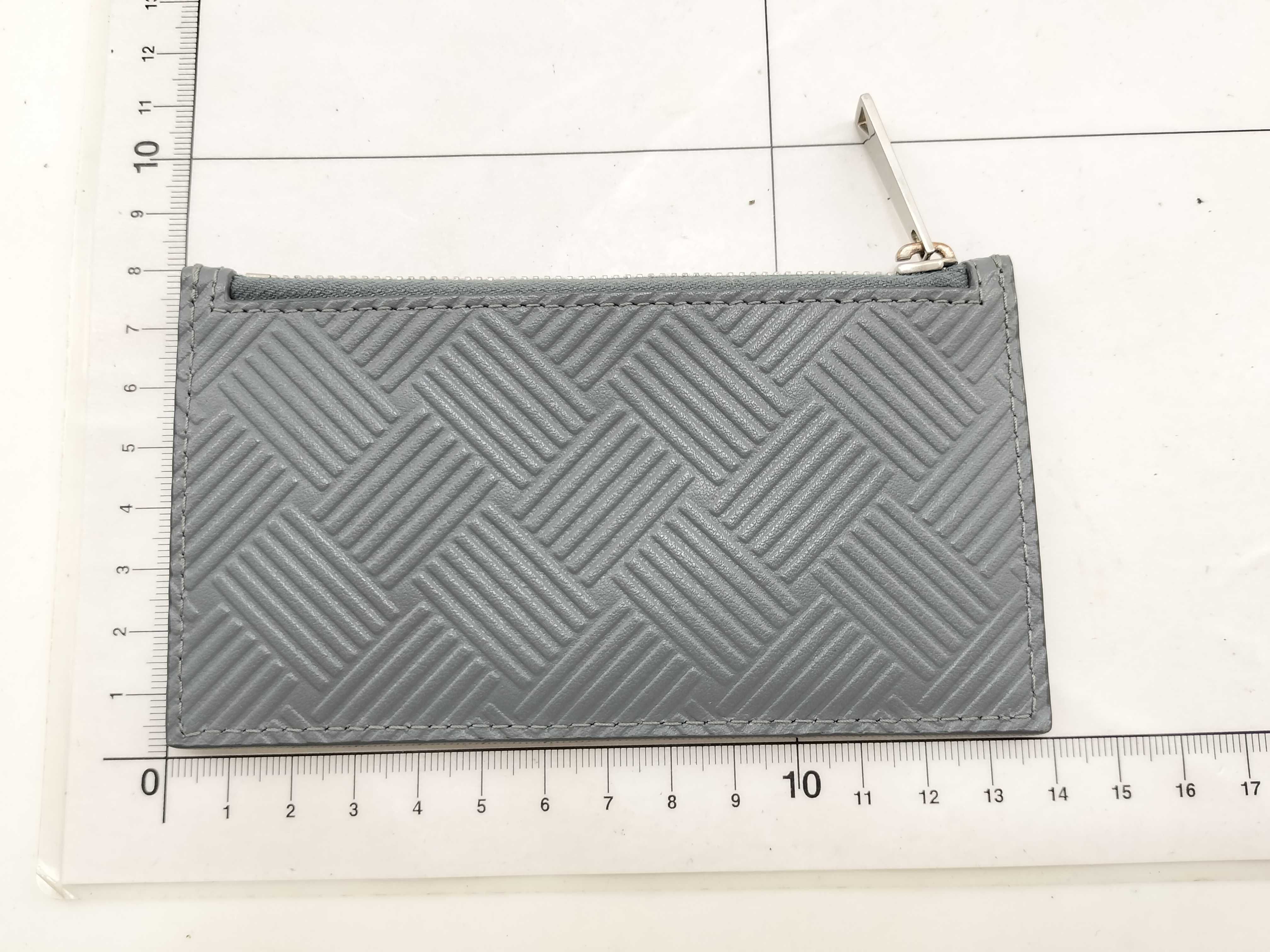 Debossed Intrecciato Fragment Case, Leather, Gray, Size 29, Card Case — view 2