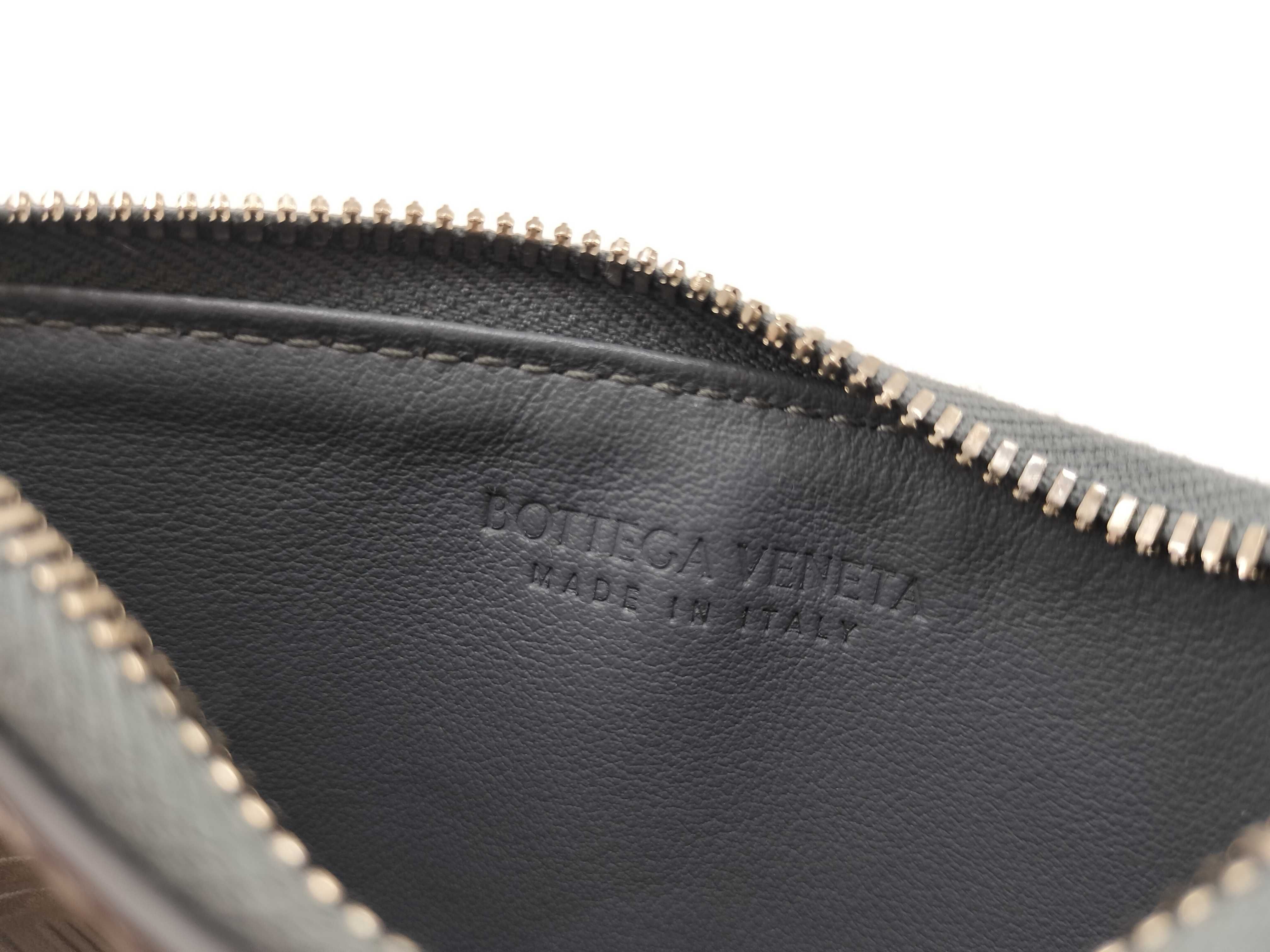 Debossed Intrecciato Fragment Case, Leather, Gray, Size 29, Card Case — view 11
