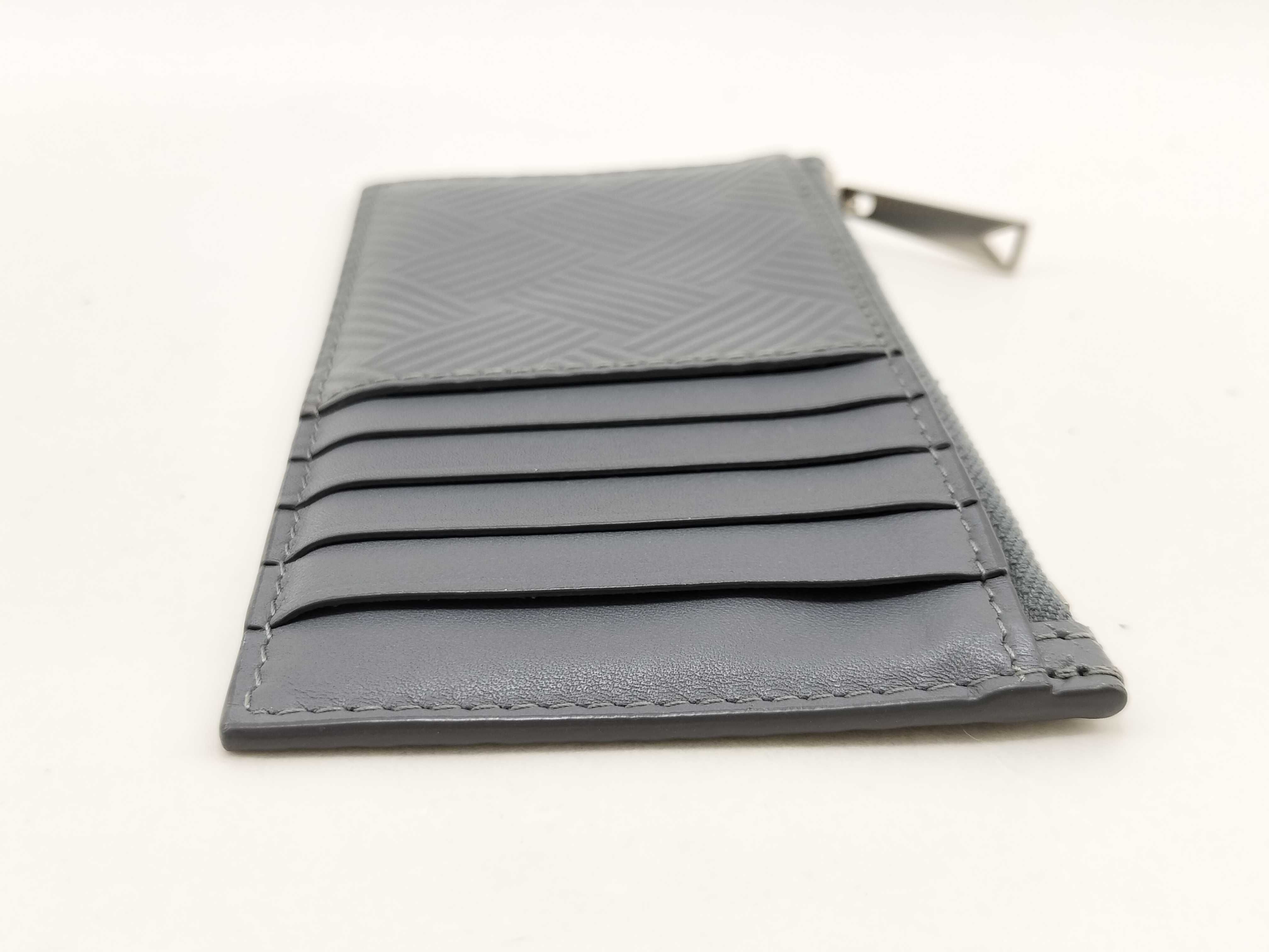 Debossed Intrecciato Fragment Case, Leather, Gray, Size 29, Card Case — view 3