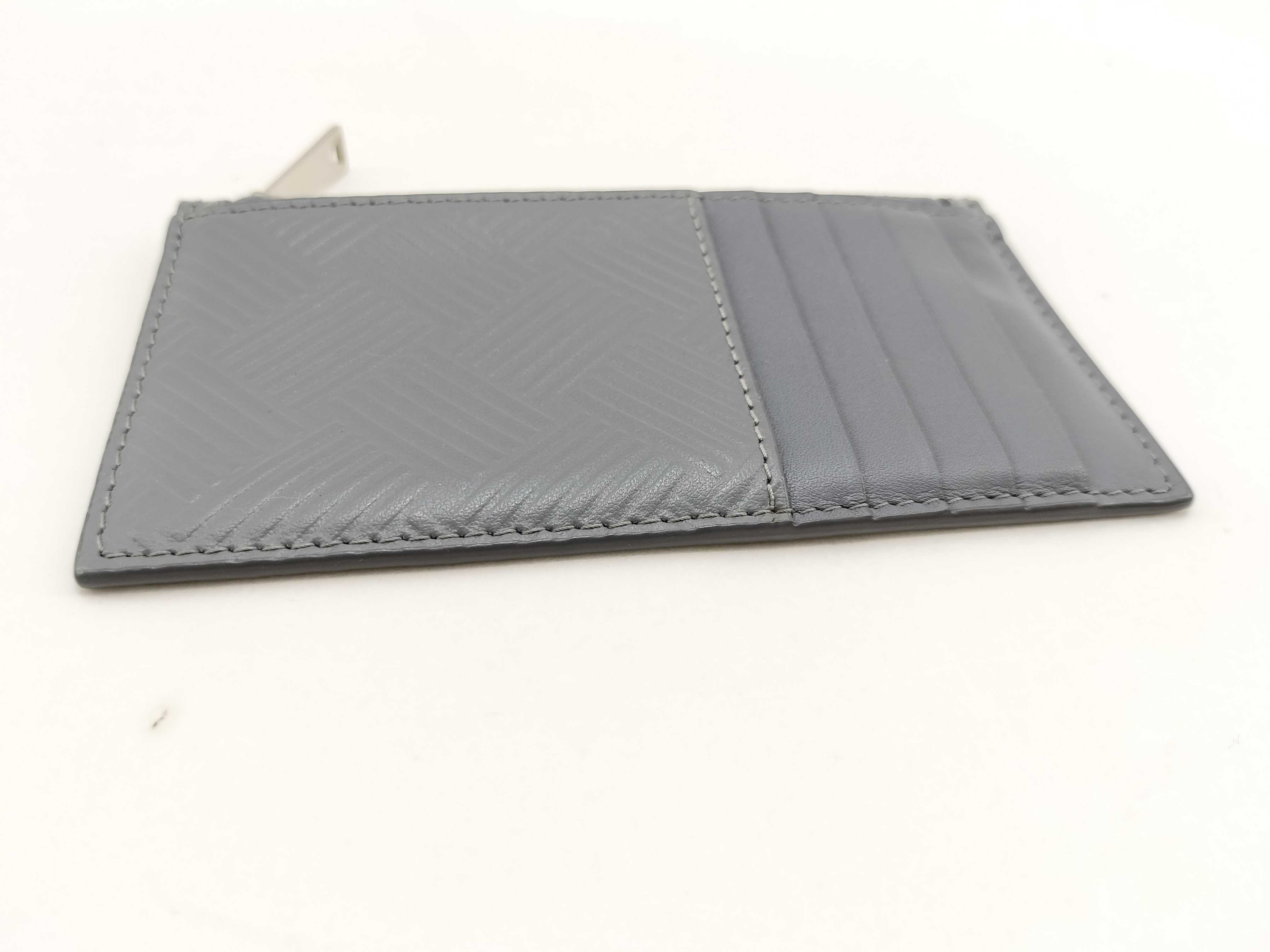 Debossed Intrecciato Fragment Case, Leather, Gray, Size 29, Card Case — view 5