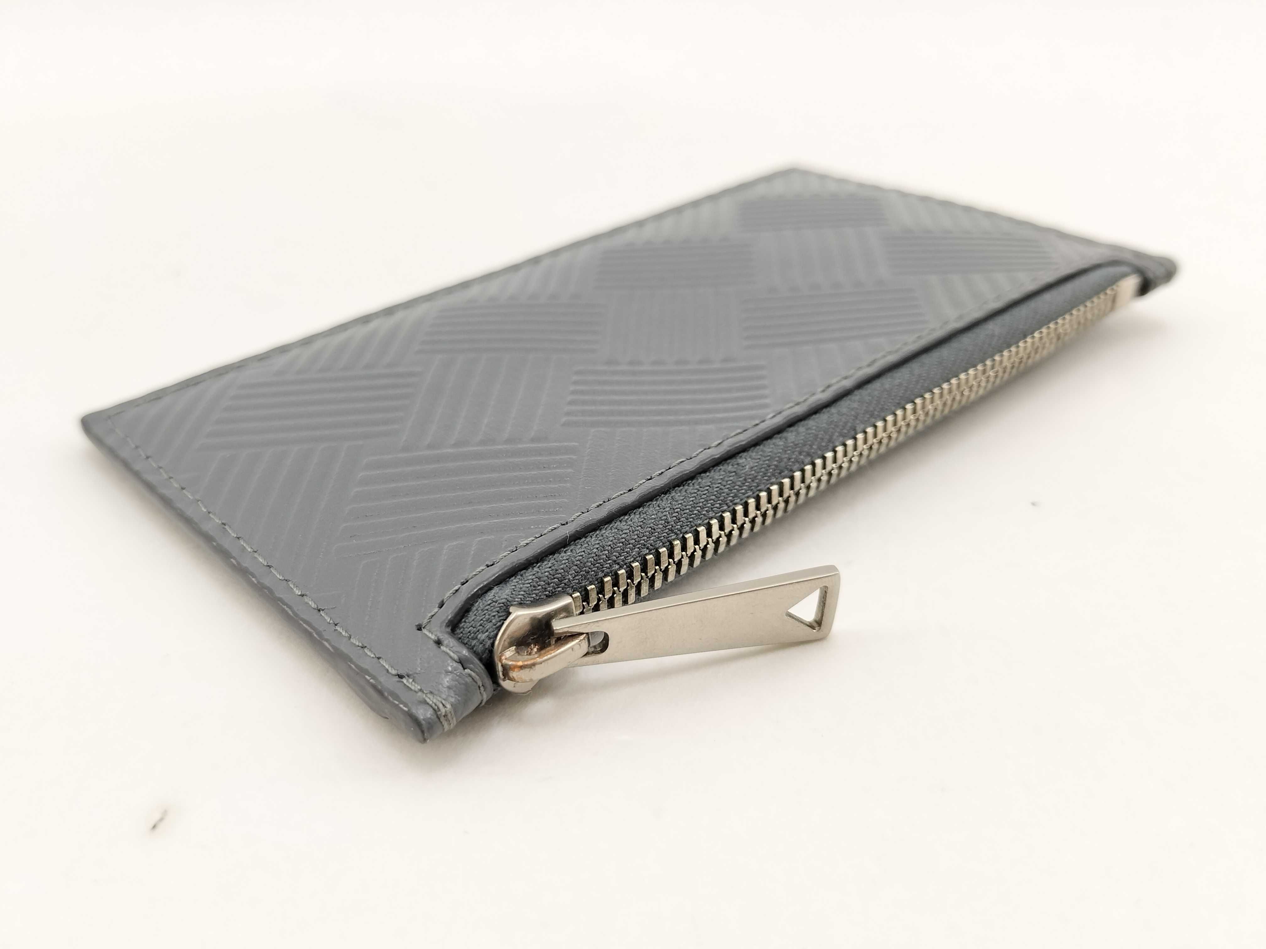 Debossed Intrecciato Fragment Case, Leather, Gray, Size 29, Card Case — view 7
