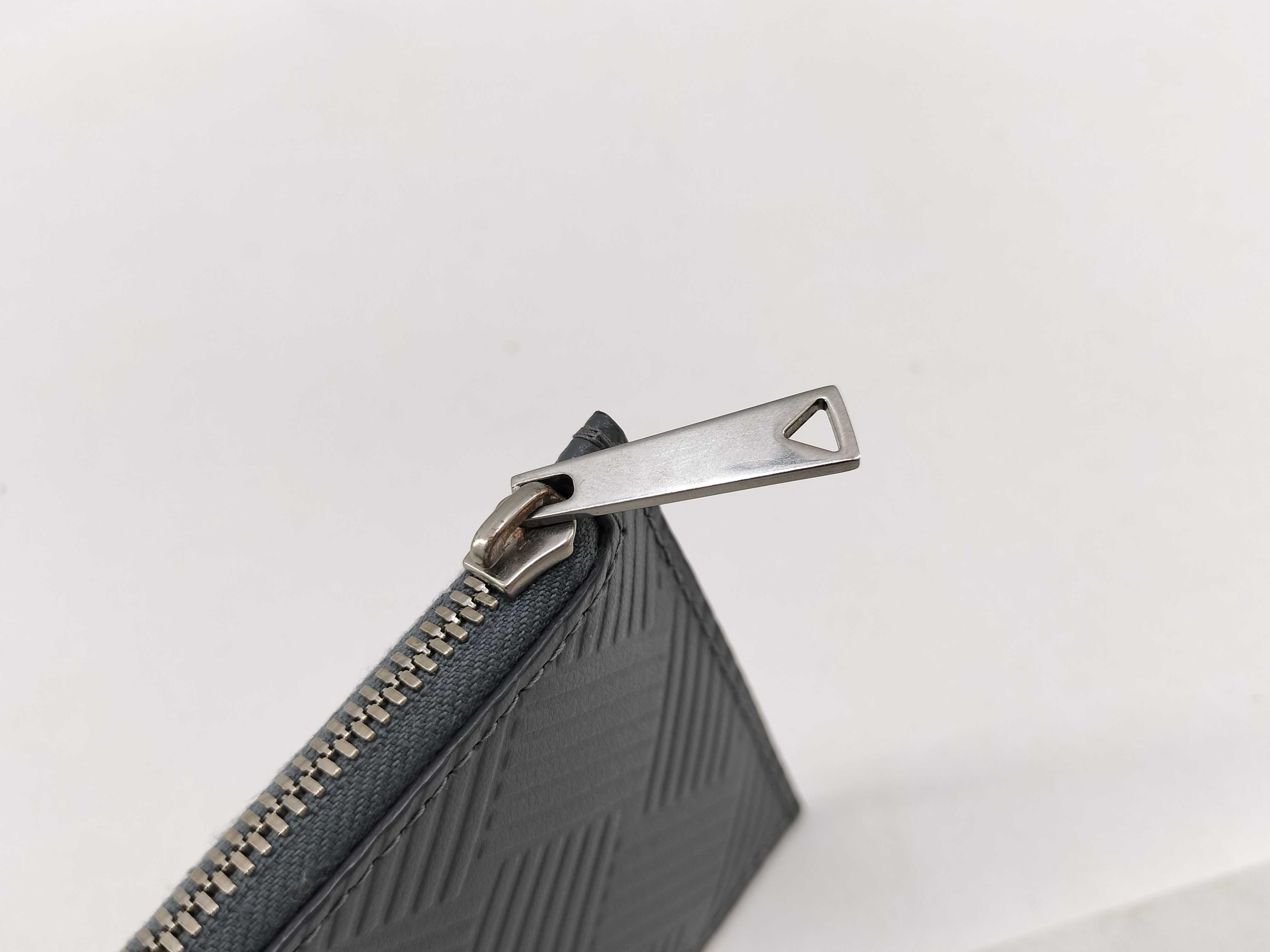 Debossed Intrecciato Fragment Case, Leather, Gray, Size 29, Card Case — view 9