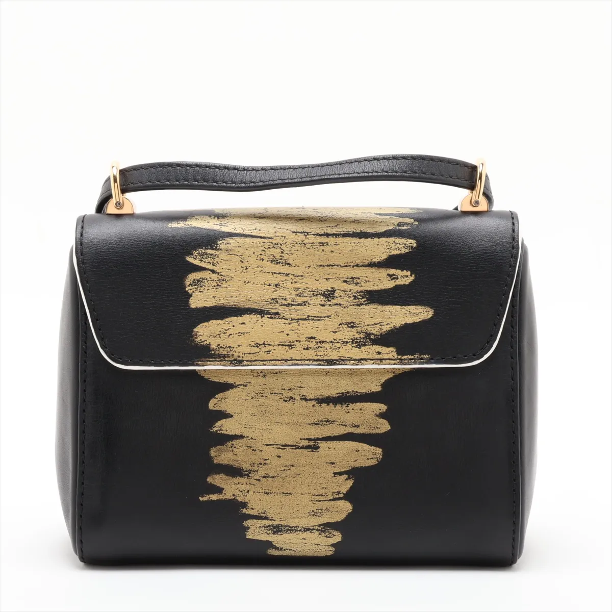 LV logo x leather Twist PM - Black x Gold, RFID responsive, with mirror. — view 2