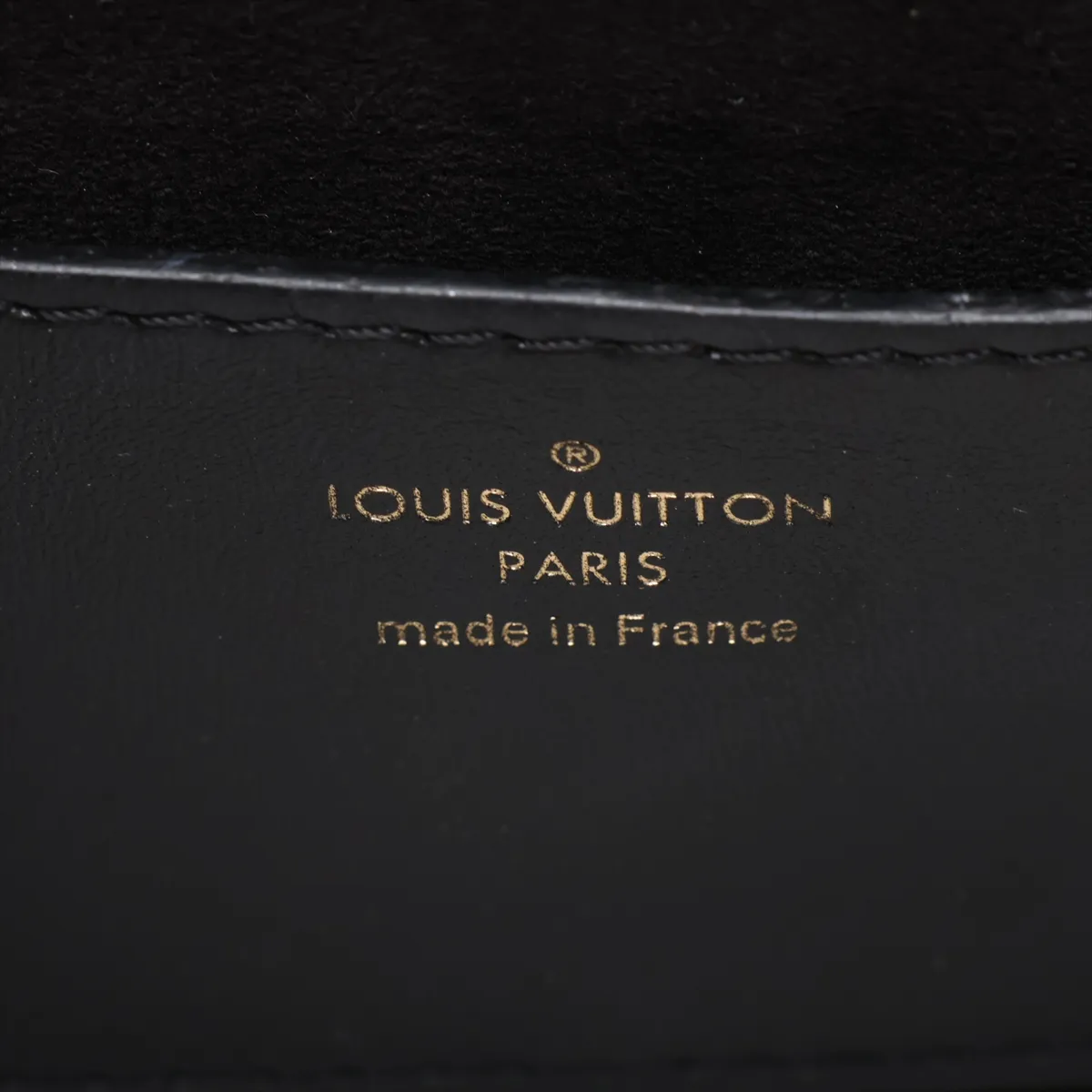 LV logo x leather Twist PM - Black x Gold, RFID responsive, with mirror. — view 9