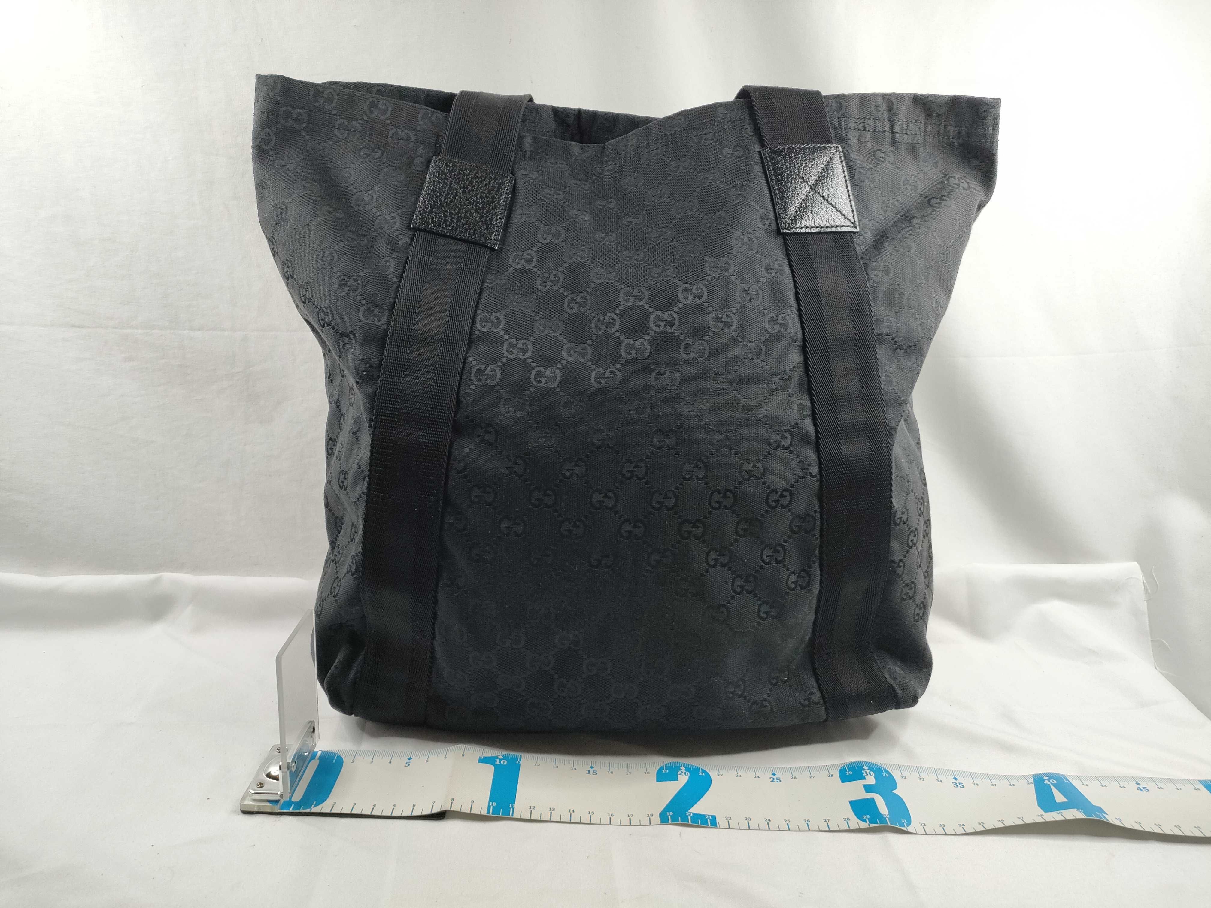 tote bag, canvas and leather, GG pattern, black. — view 2