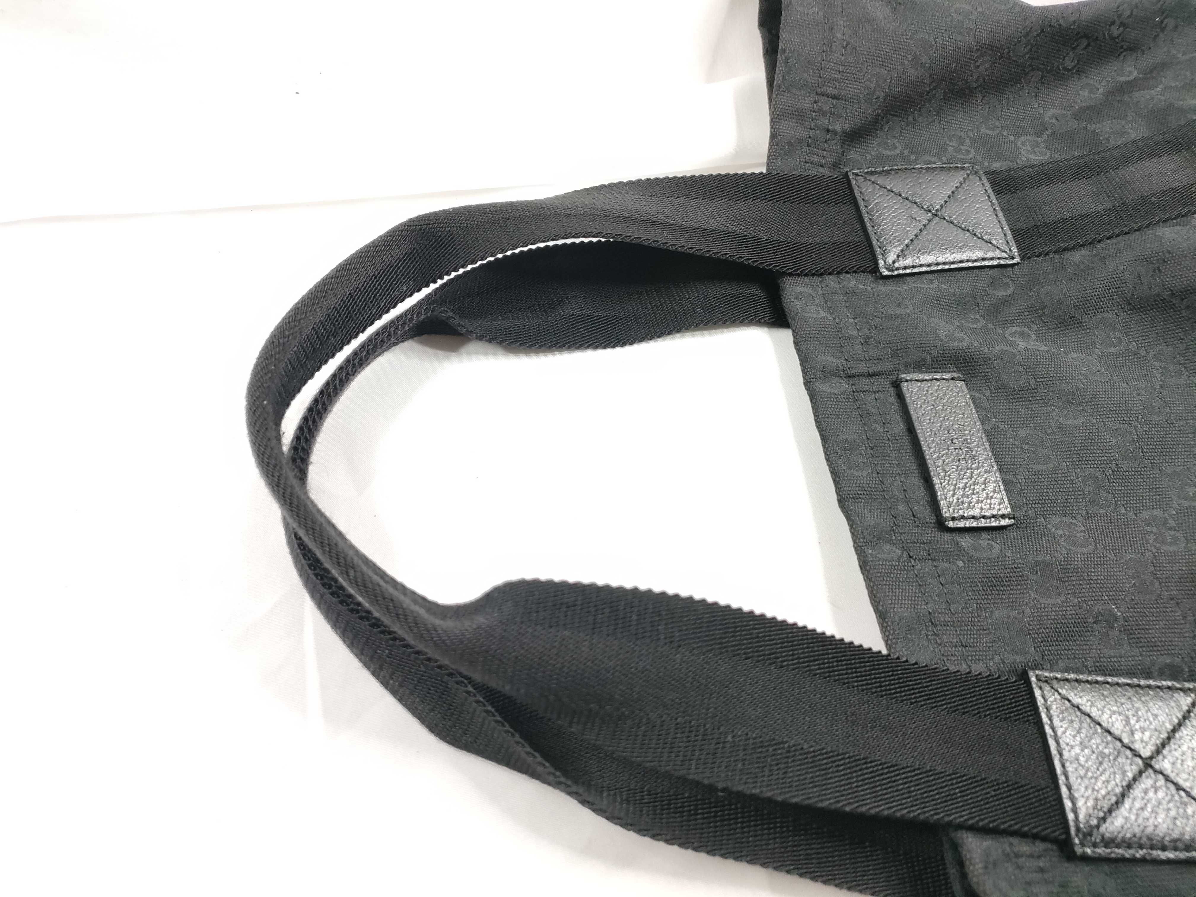tote bag, canvas and leather, GG pattern, black. — view 6