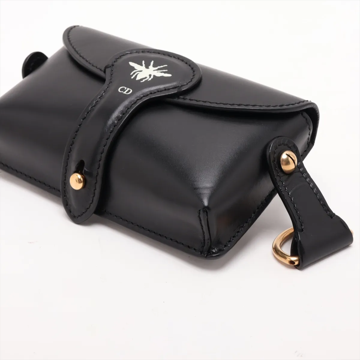 D-BEE Leather Shoulder Bag, Black — view 3