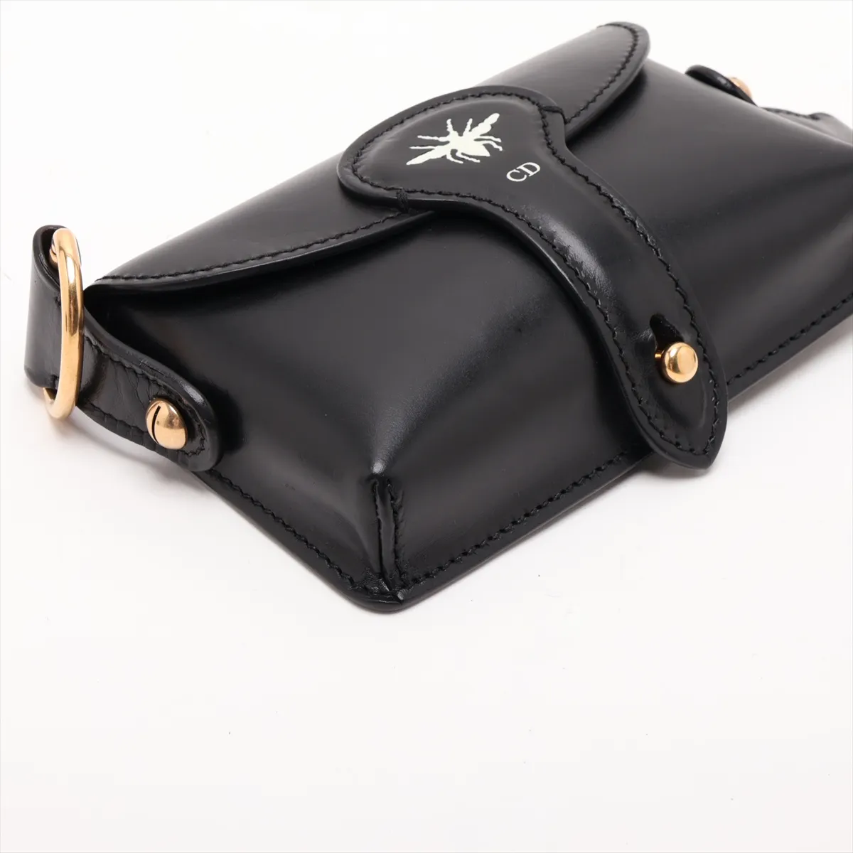D-BEE Leather Shoulder Bag, Black — view 4
