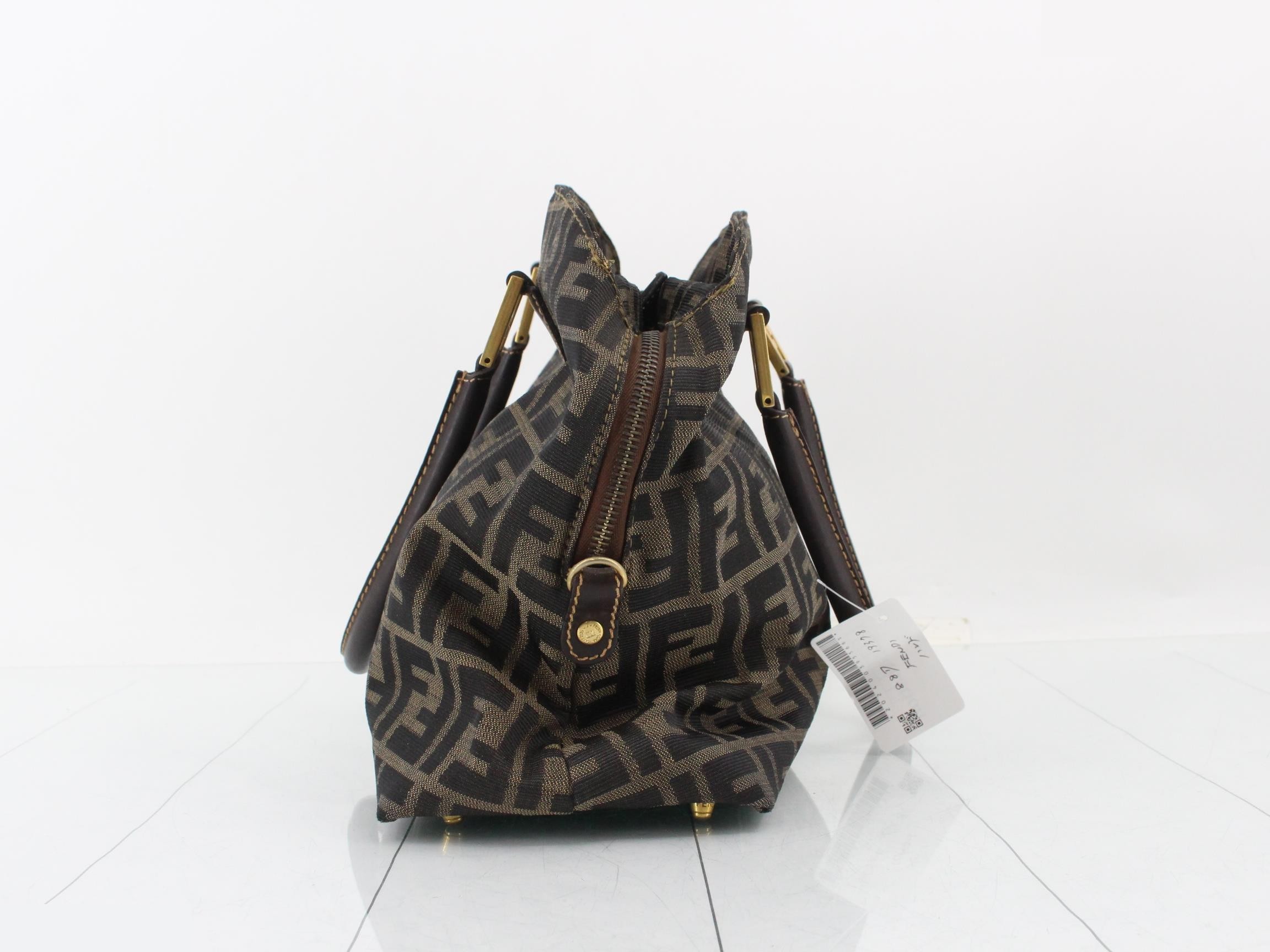 Zucca handbag, canvas/leather, brown — view 3