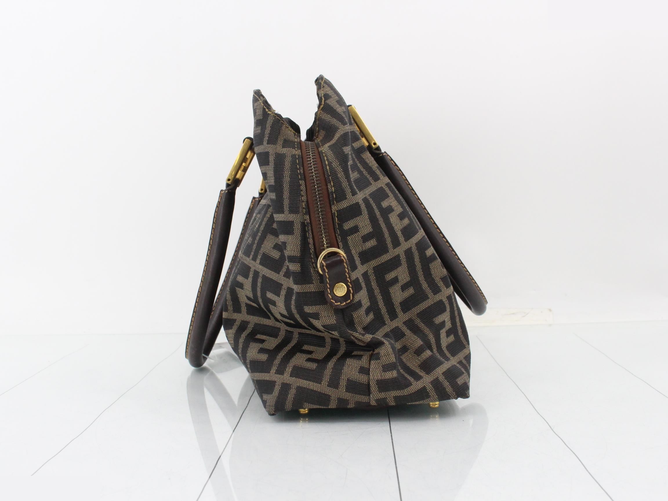 Zucca handbag, canvas/leather, brown — view 4