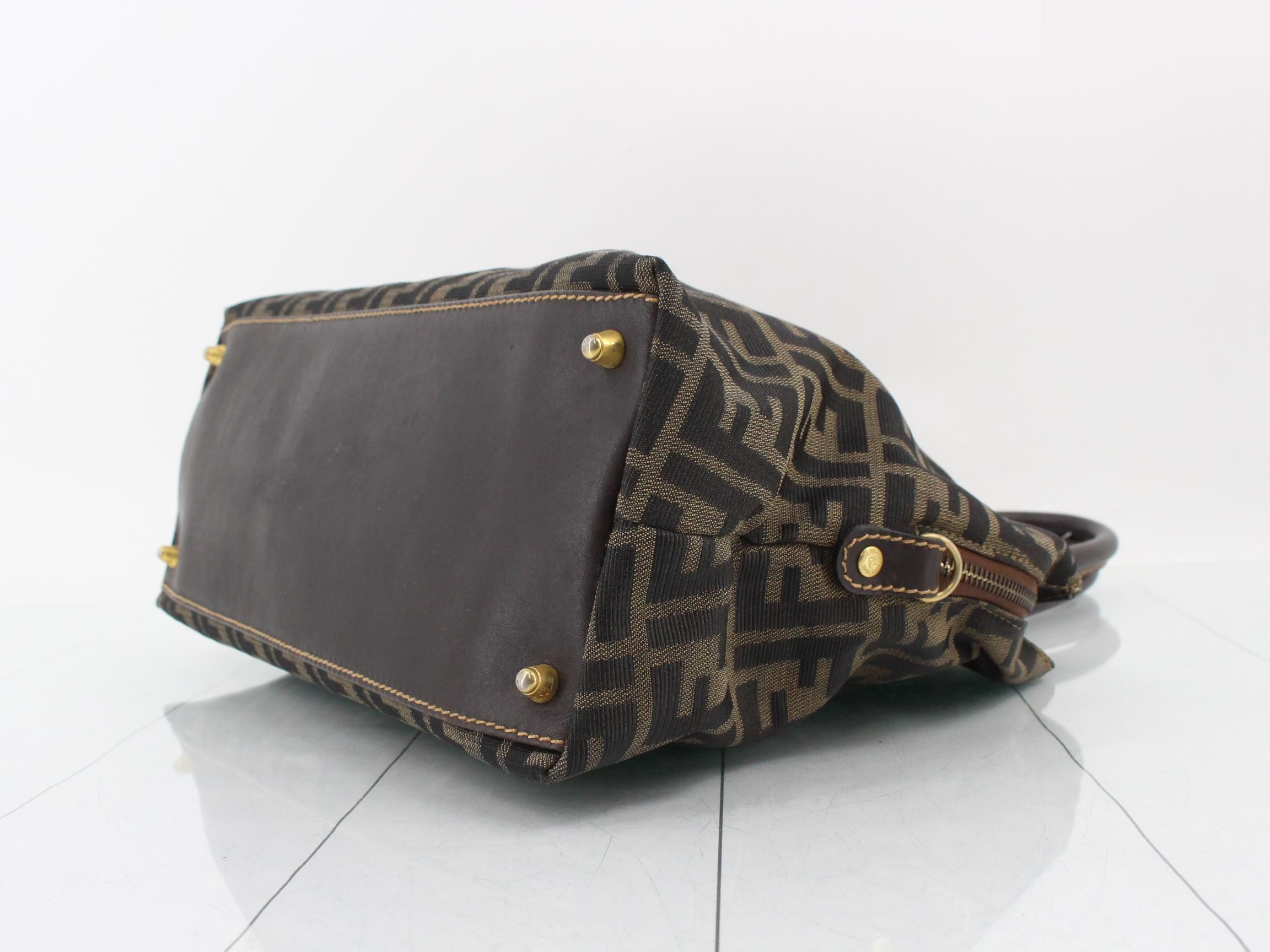 Zucca handbag, canvas/leather, brown — view 6