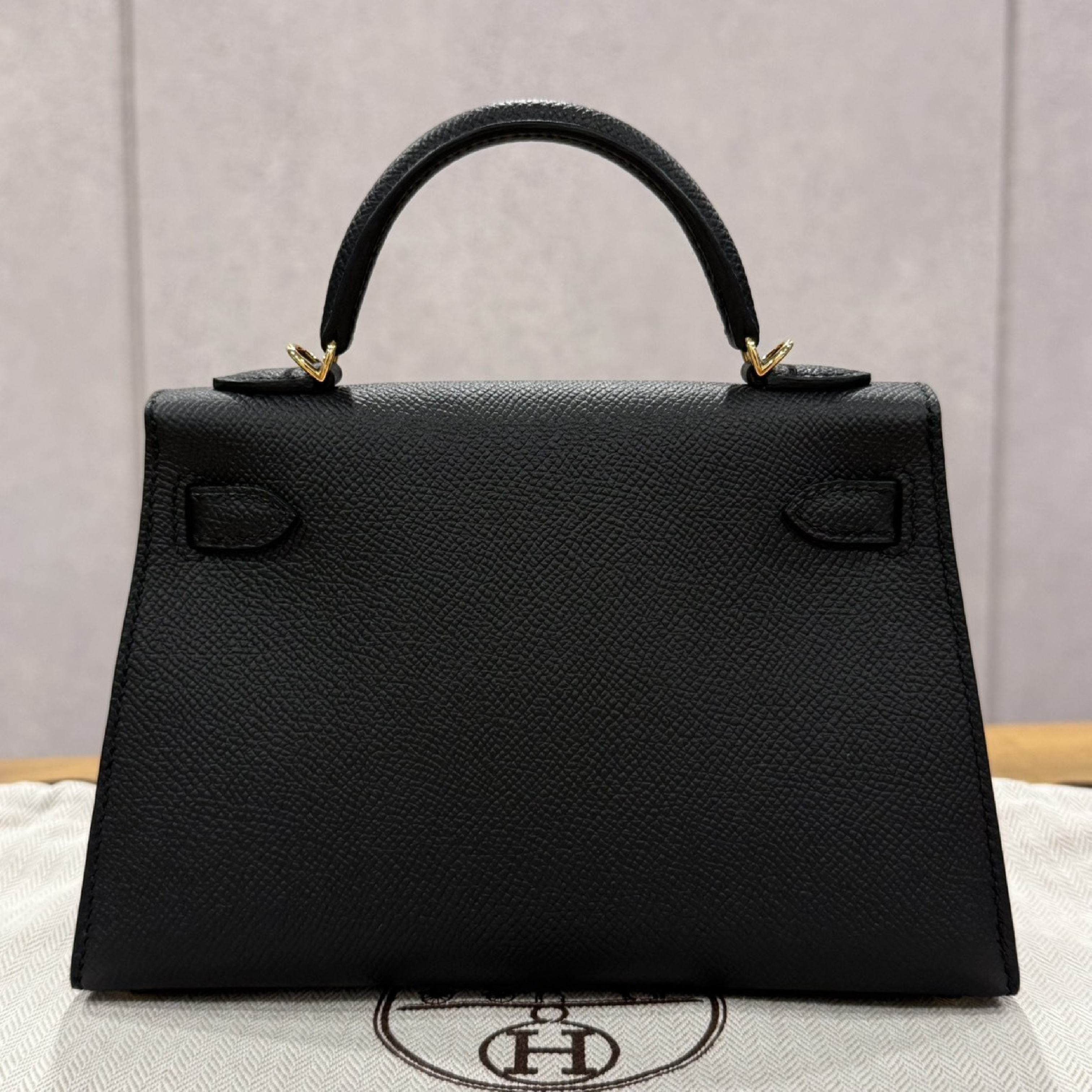 Mini Kelly Sellier Black Epsom GHW K stamp handbag — view 2