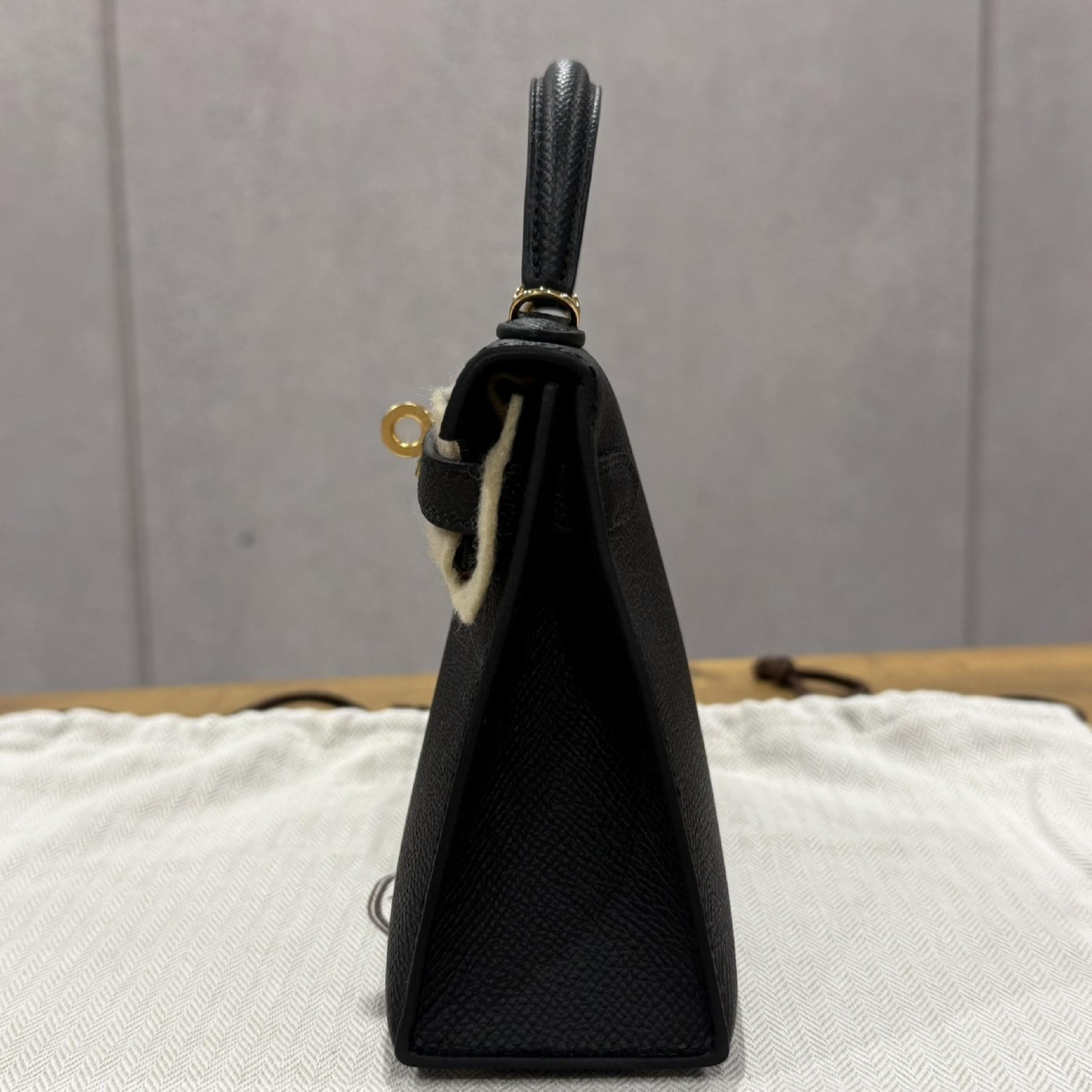Mini Kelly Sellier Black Epsom GHW K stamp handbag — view 4