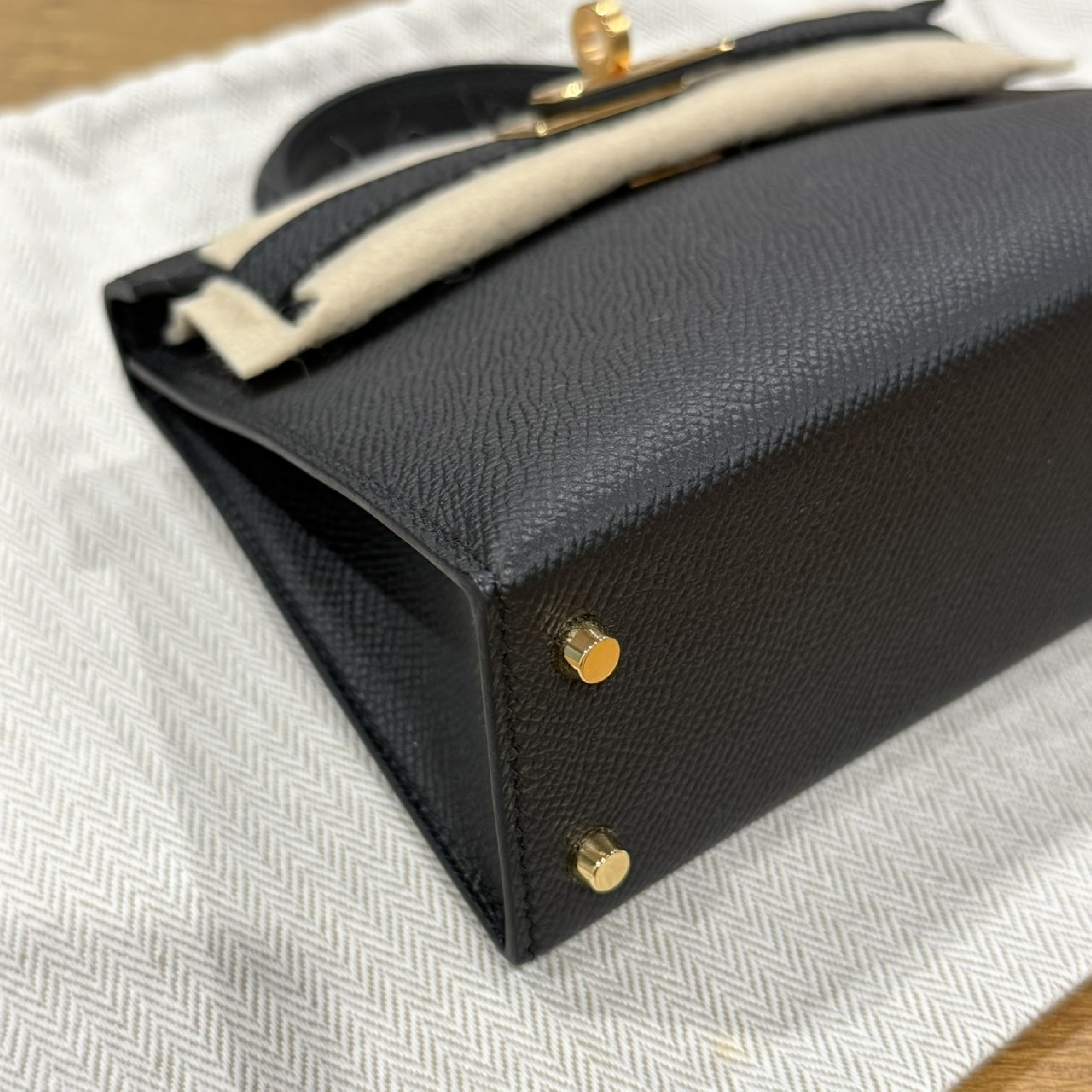 Mini Kelly Sellier Black Epsom GHW K stamp handbag — view 6