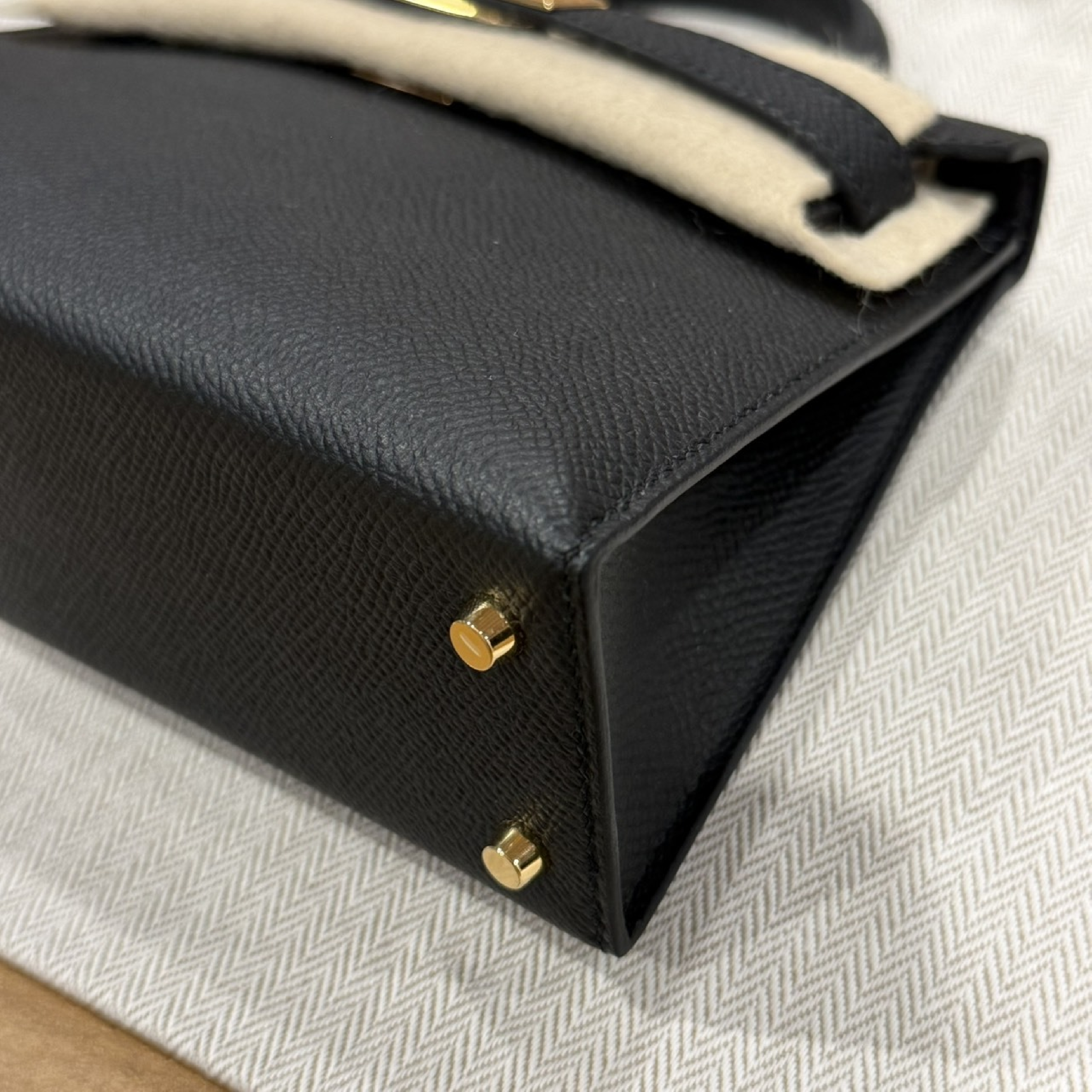 Mini Kelly Sellier Black Epsom GHW K stamp handbag — view 7