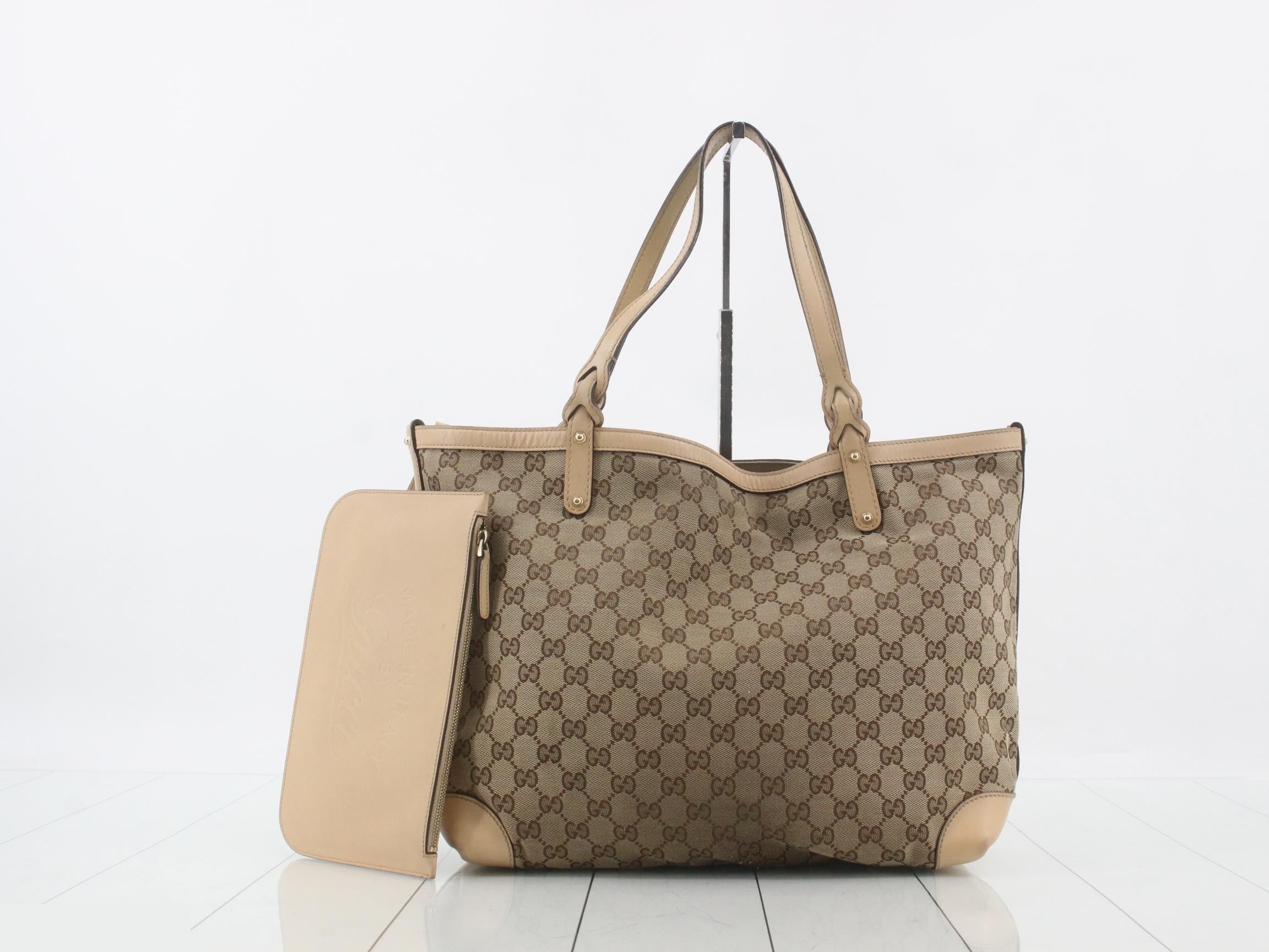 GG Canvas Leather Tote Bag with Pouch