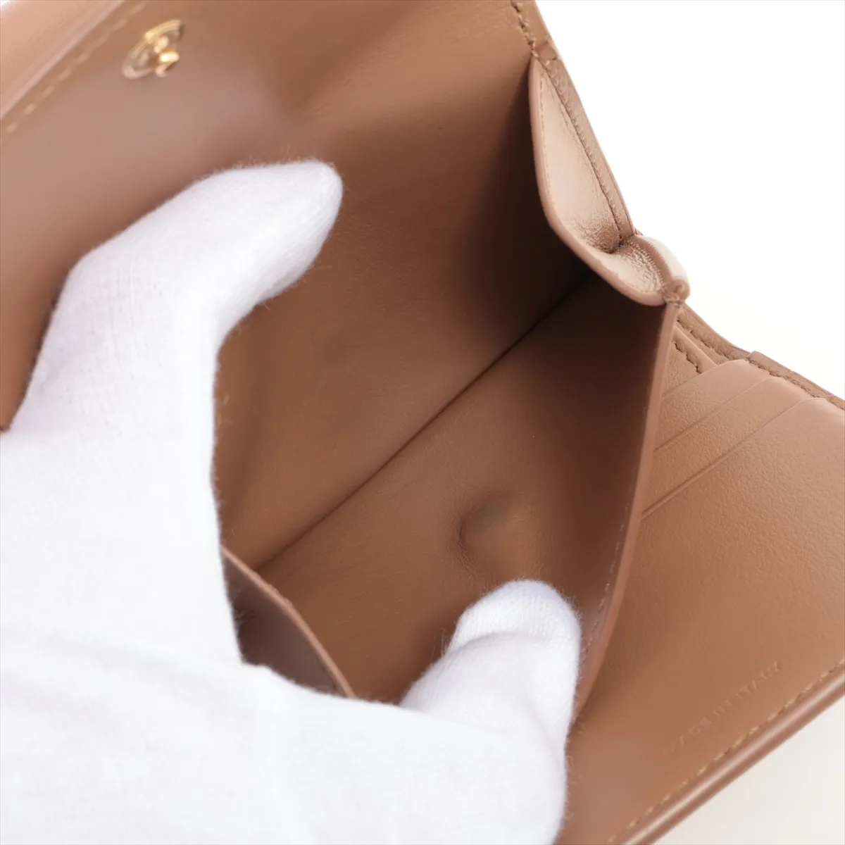 Triomphe Small Flap Wallet Leather Compact Wallet Brown — view 7