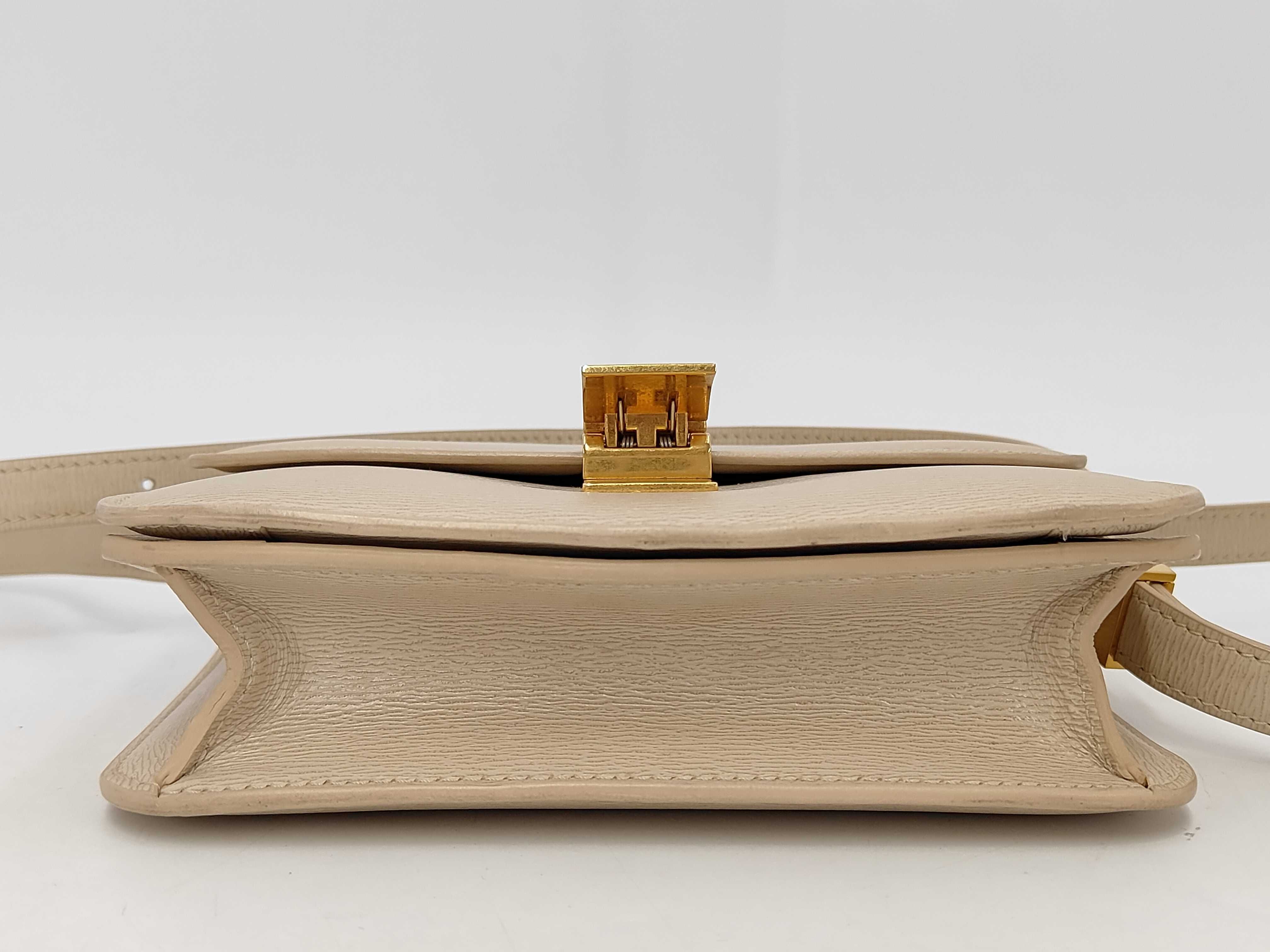 Small Classic Box Shoulder Bag, Leather, Beige, Gold Hardware — view 4
